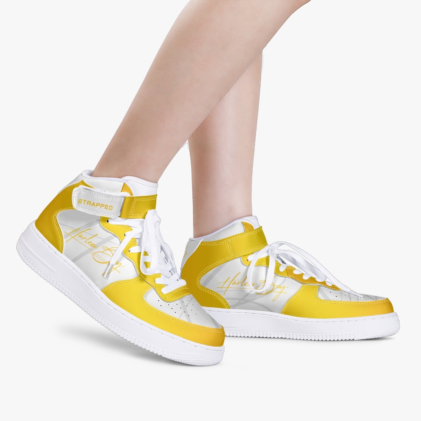 Harlem Boy "Strapped" Leather Hi Top Kicks - Gold