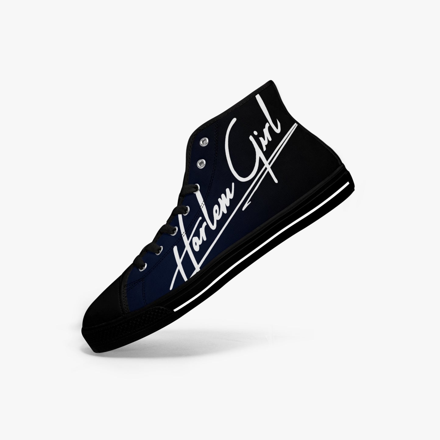 HB Harlem Girl "Lenox Ave" Classic High Top - Onyx - Women (Black or White Soles)