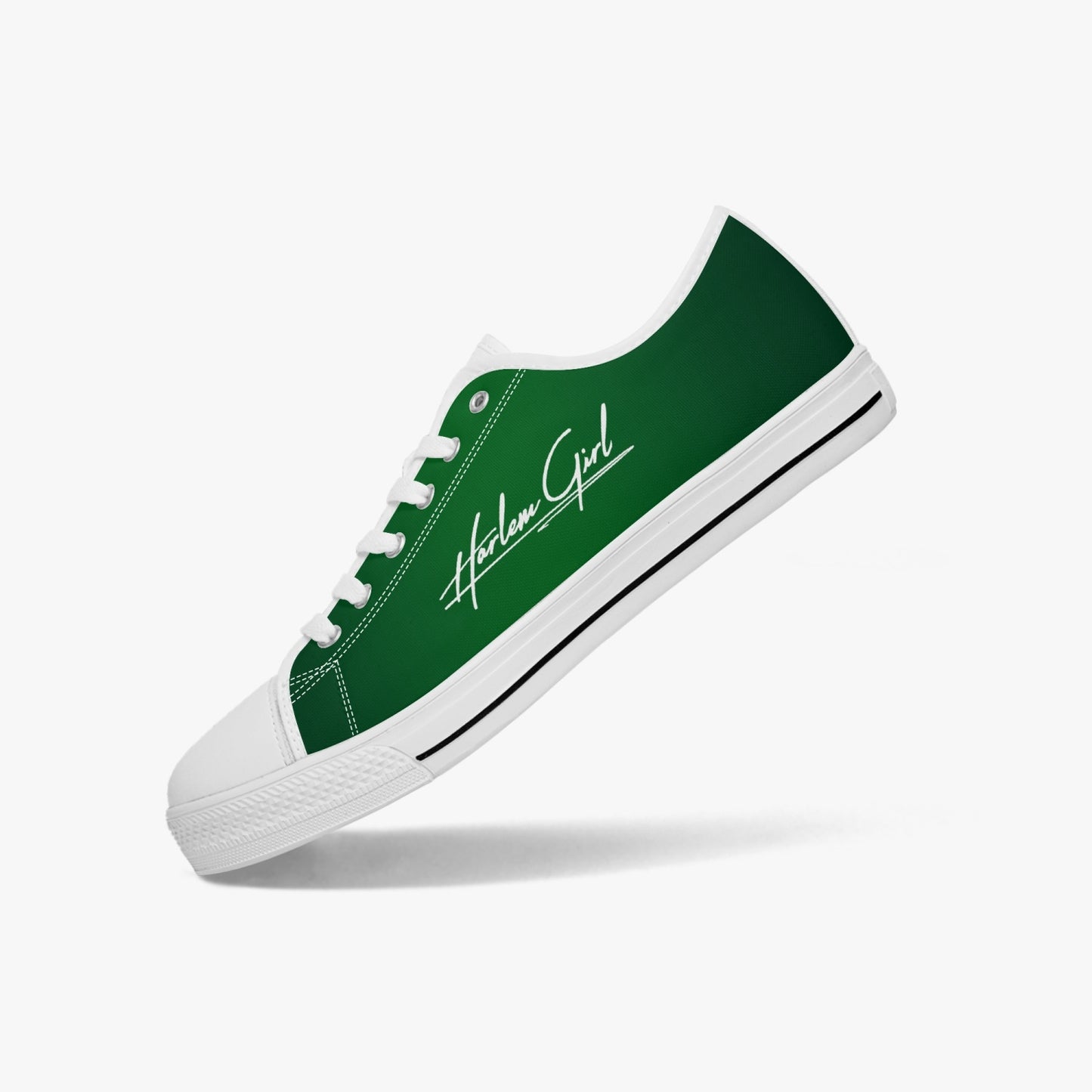 Harlem Girl "Coolee High" Womens Low-Top Canvas Sneaks - Emerald