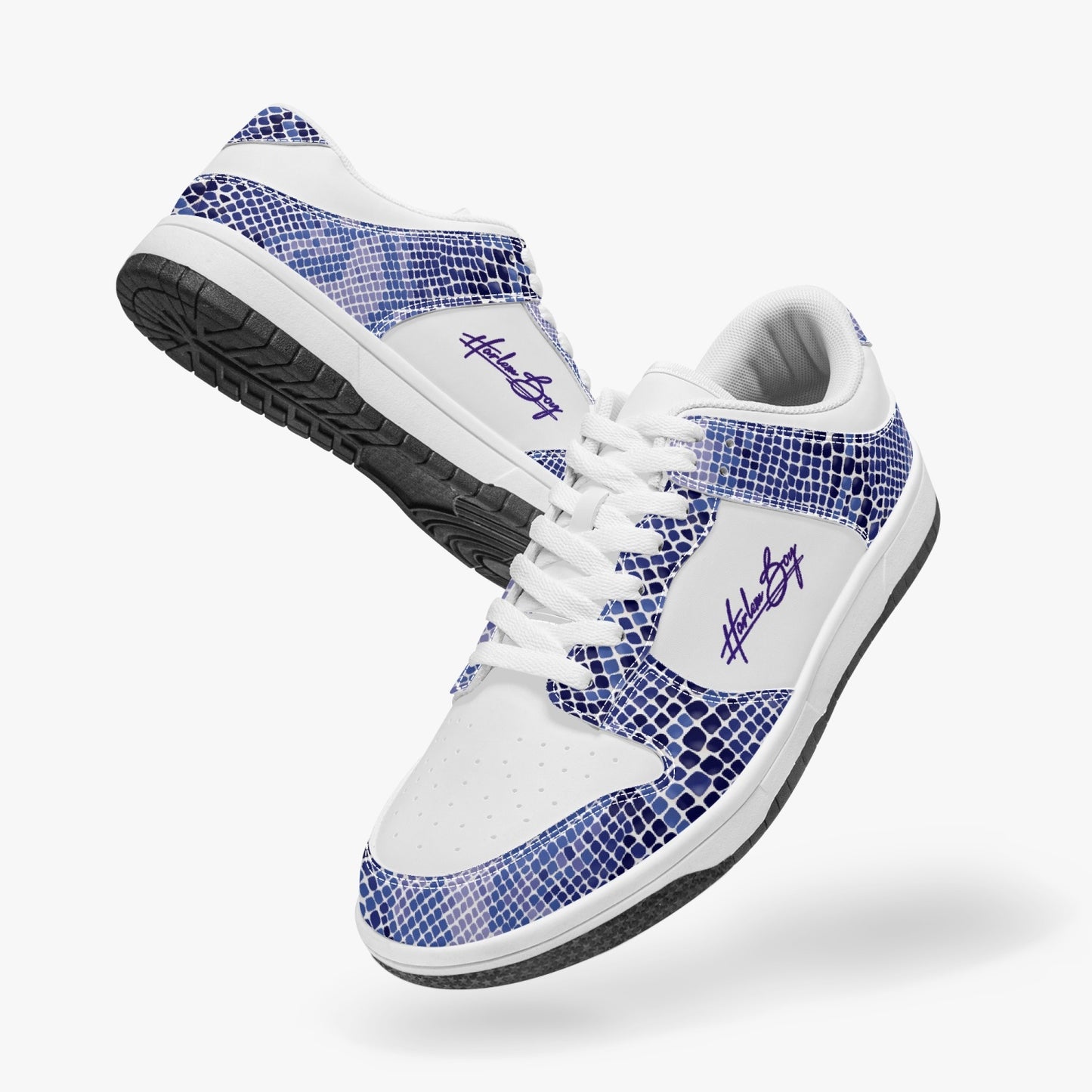 Harlem Boy Collection - Dunks - Low Top Men - Snakeskin Print Sapphire