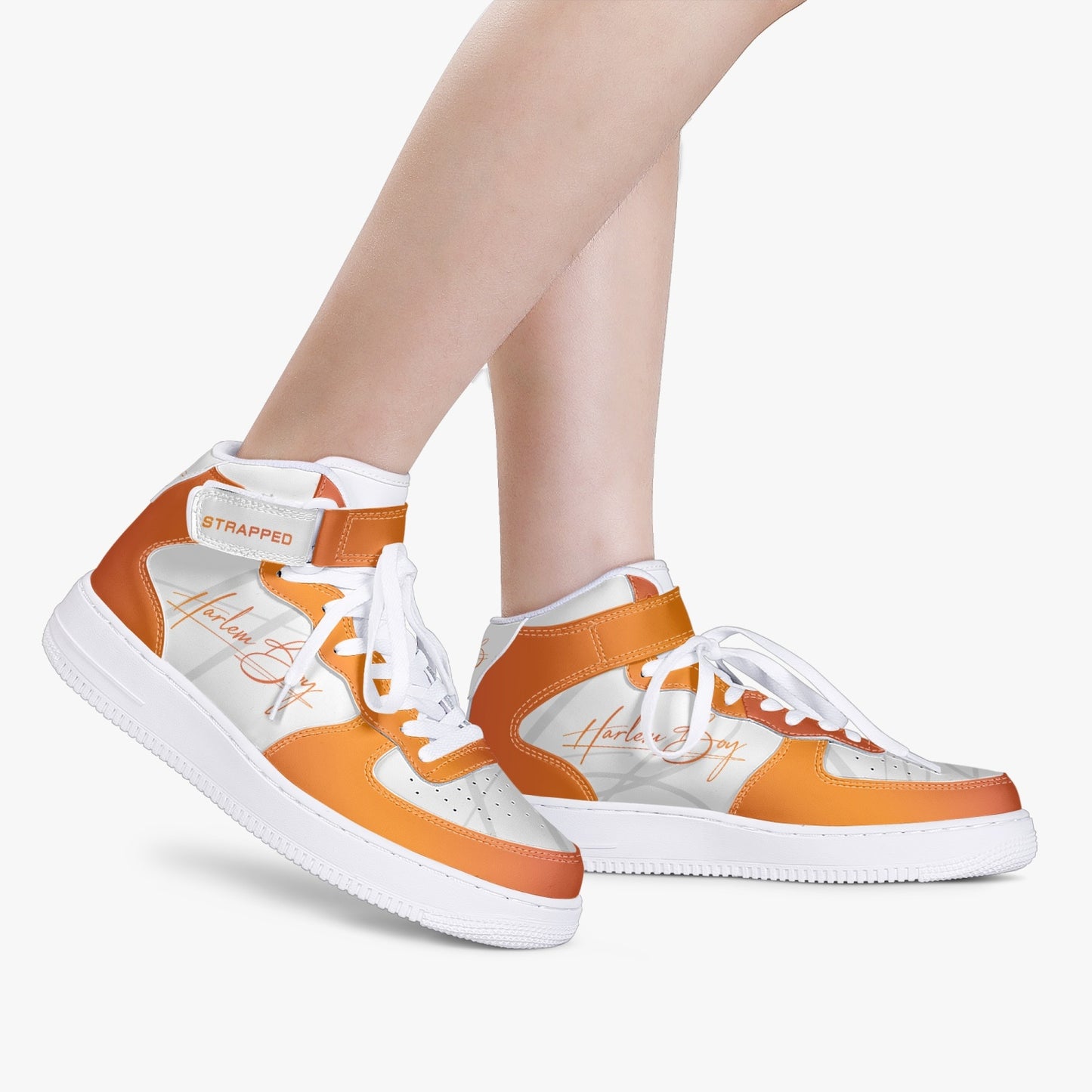 Harlem Boy "Strapped" Leather Hi Top Kicks - Mandarin