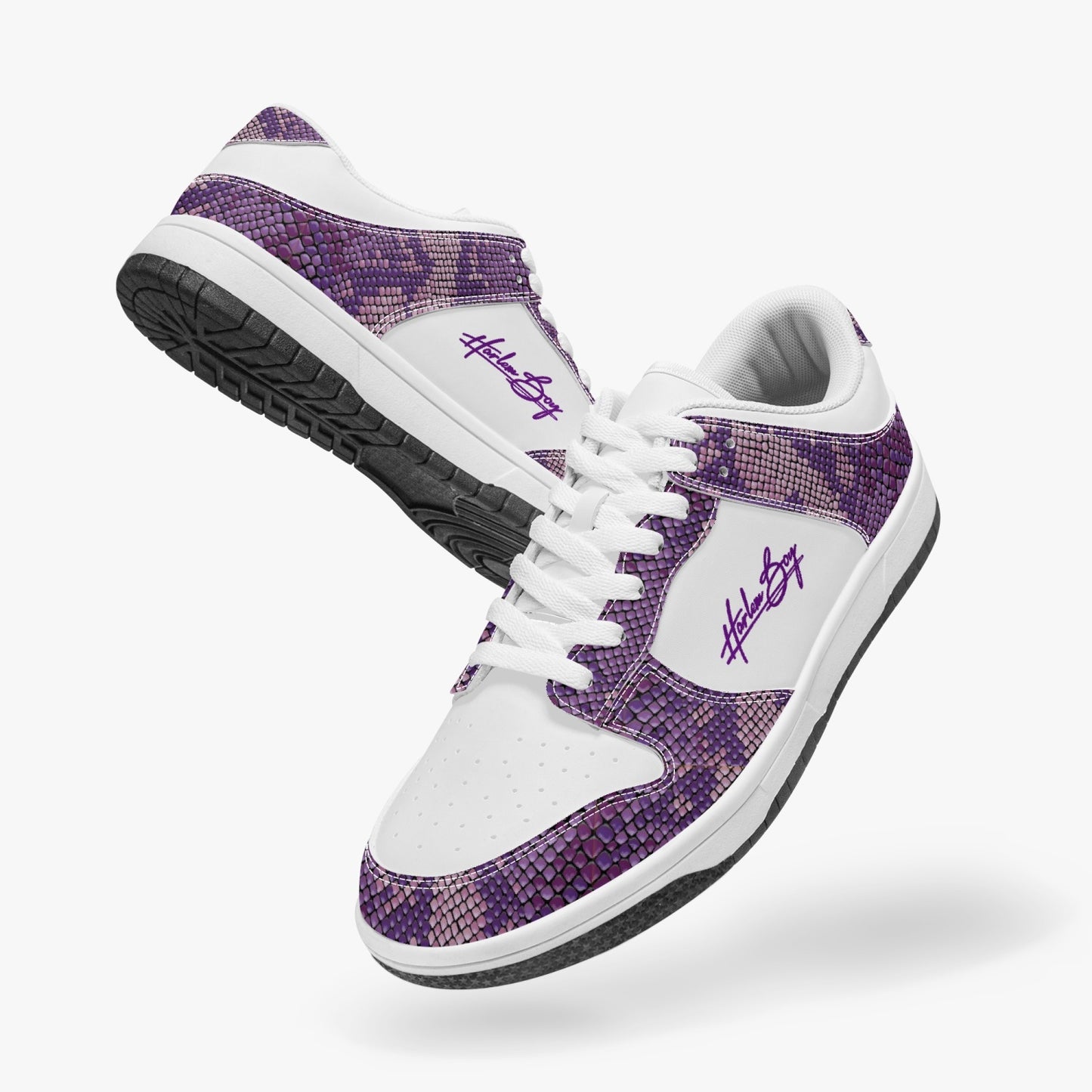 Harlem Boy Collection - Dunks - Low Top Men - Snakeskin Print Amethyst