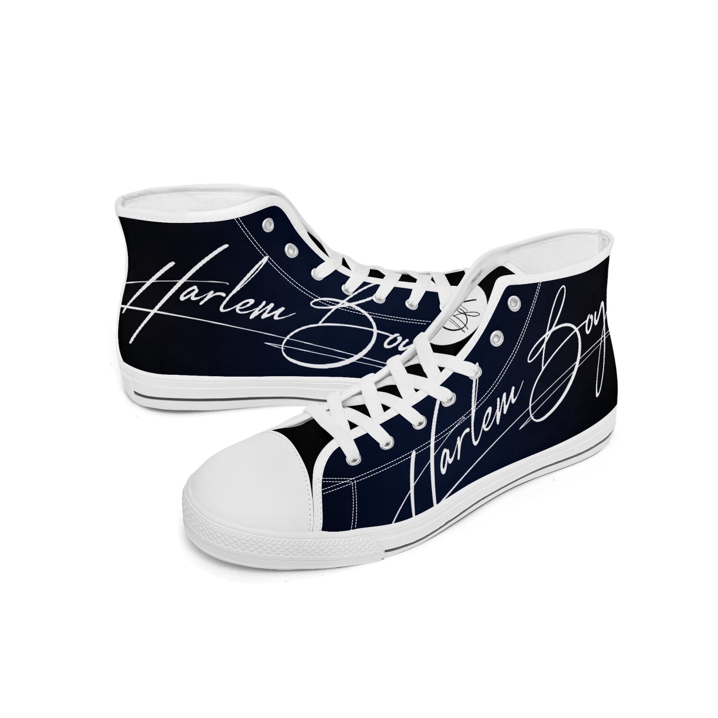 Harlem Boy "Lenox Ave" Unisex Classic High Tops - BluBlac Onyx (Black or White Sole)