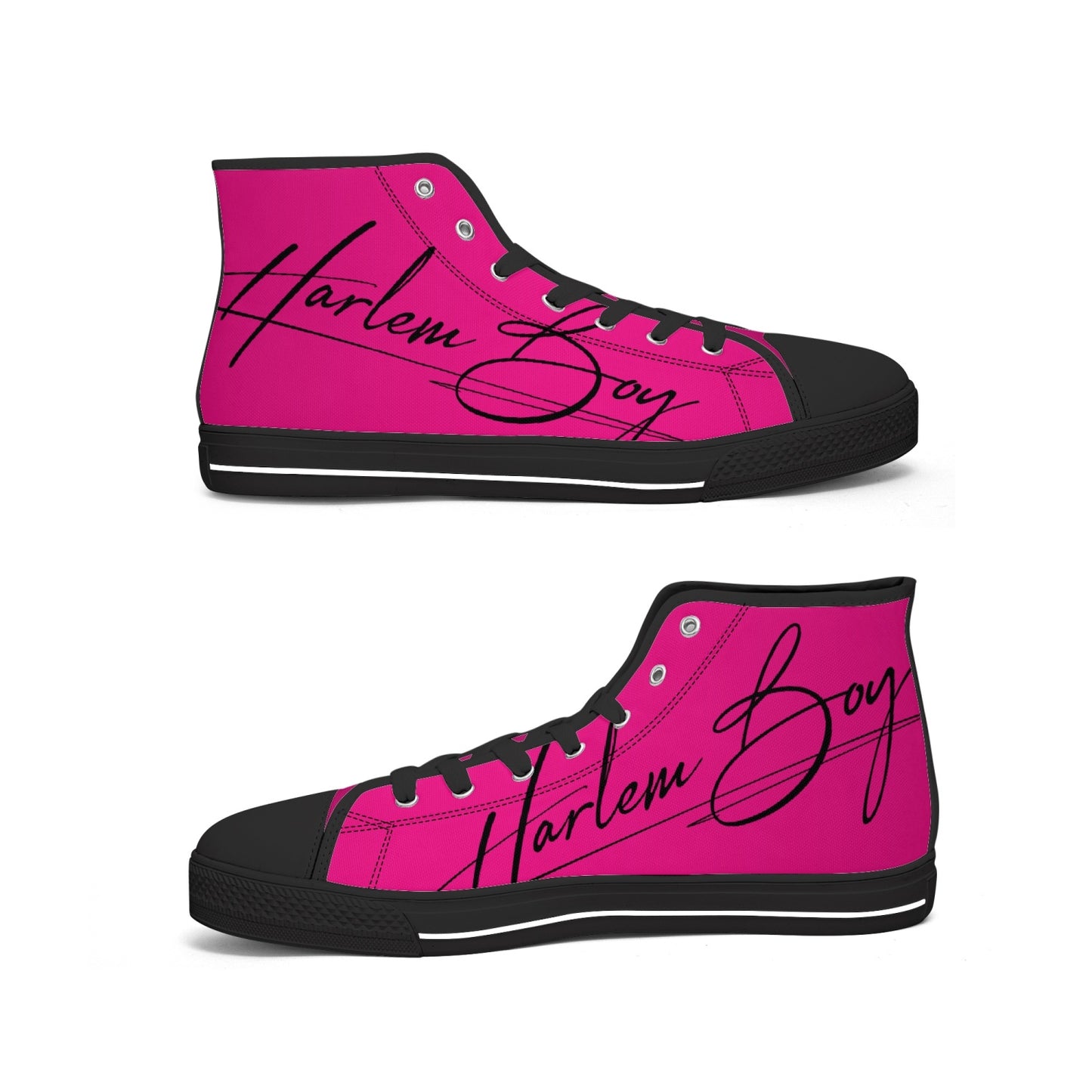 Harlem Boy "Lenox Ave" Unisex Classic High Tops - Fuchsia (Black or White Sole)