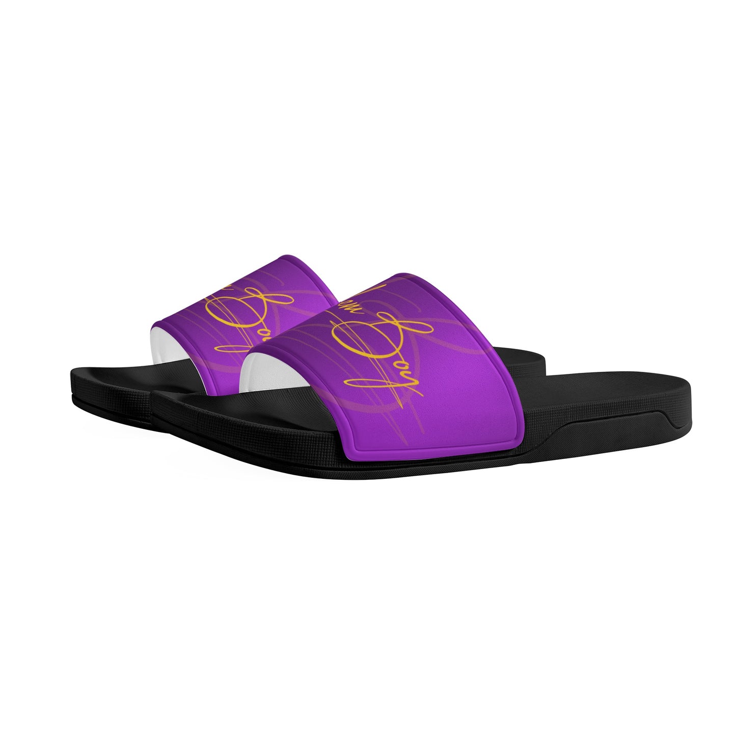 Harlem Boy Collection Mens Slides Purple and Gold