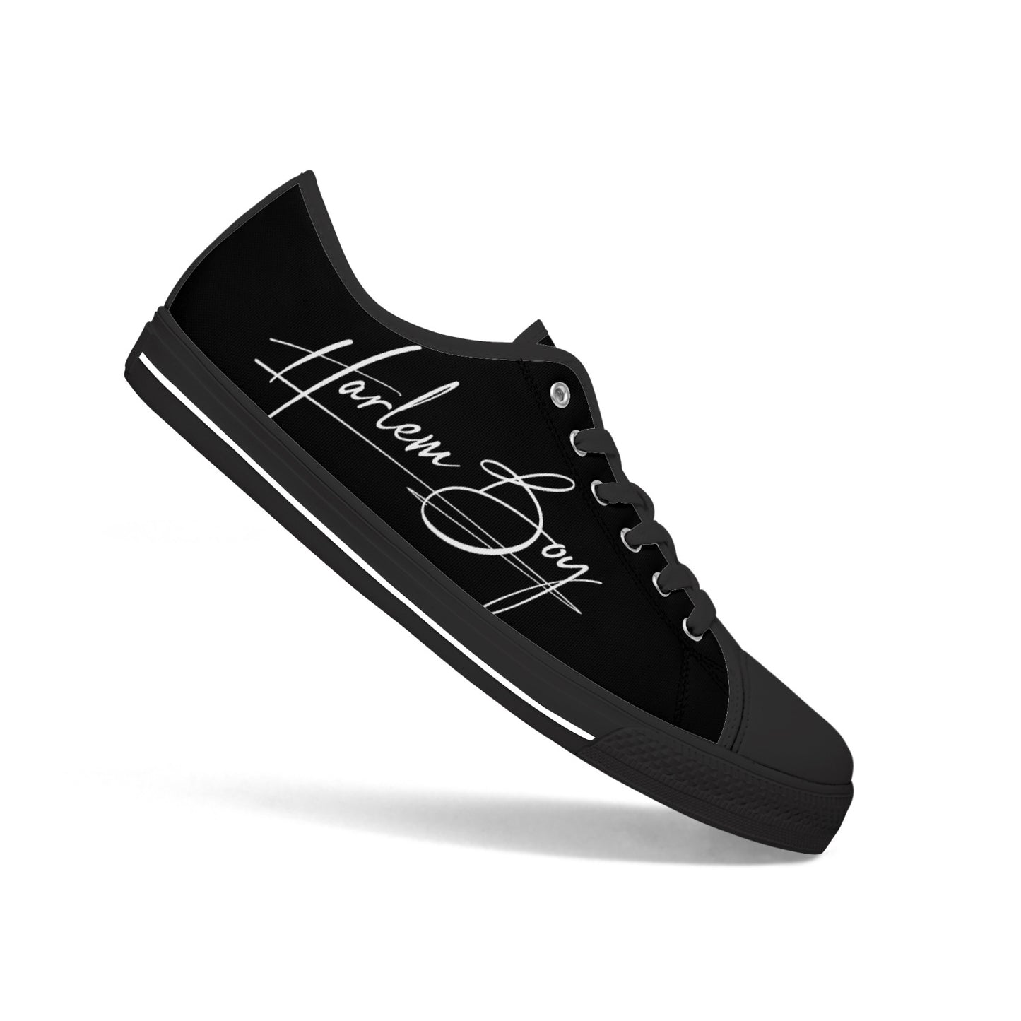 Harlem Boy "Lenox Ave" Unisex Classic Low Tops - Onyx (Black or White Sole)