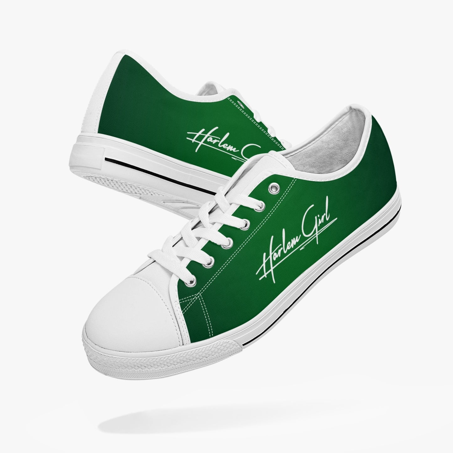 Harlem Girl "Coolee High" Womens Low-Top Canvas Sneaks - Emerald