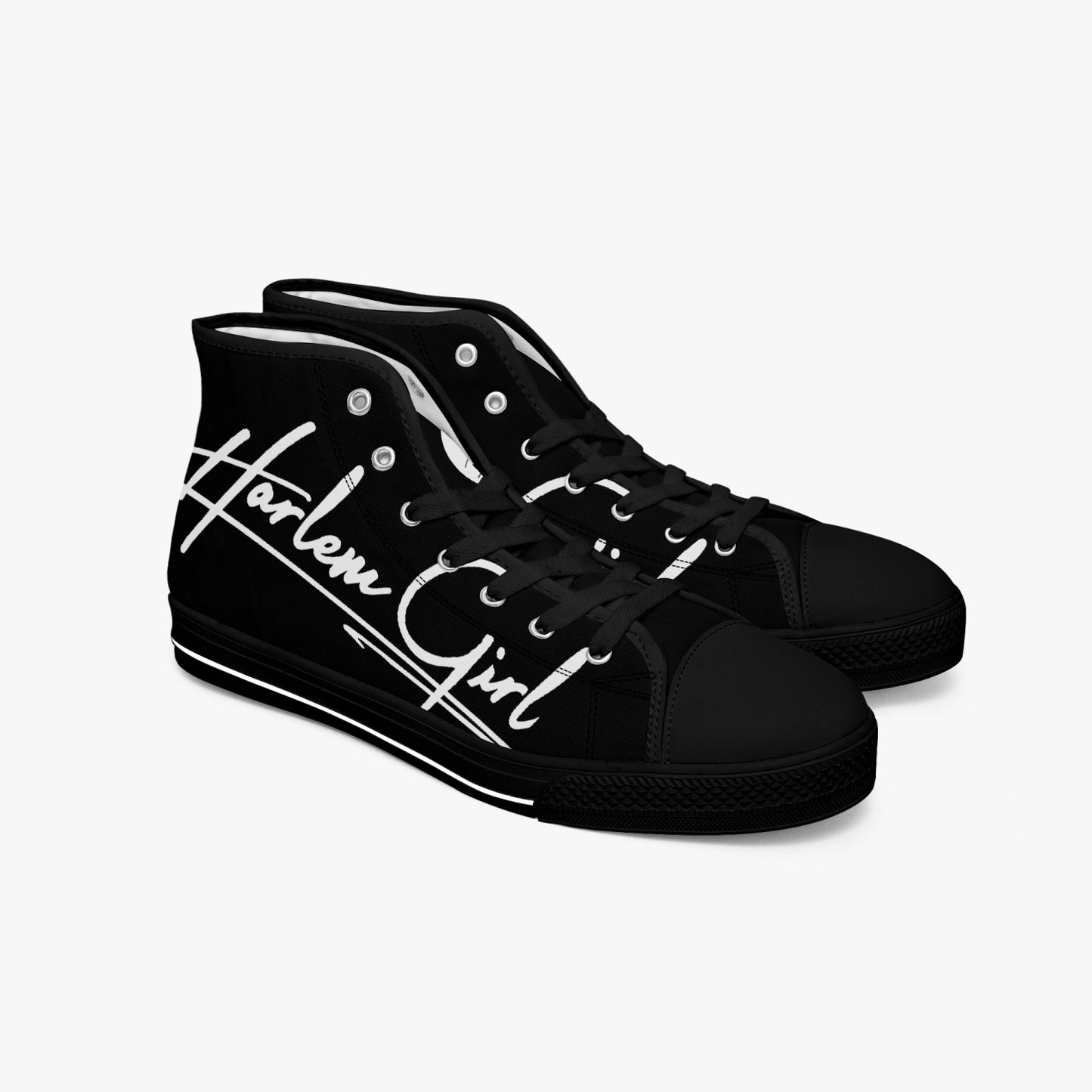 HB Harlem Girl "Lenox Ave" Classic High Top - Onyx - Women (Black or White Soles)