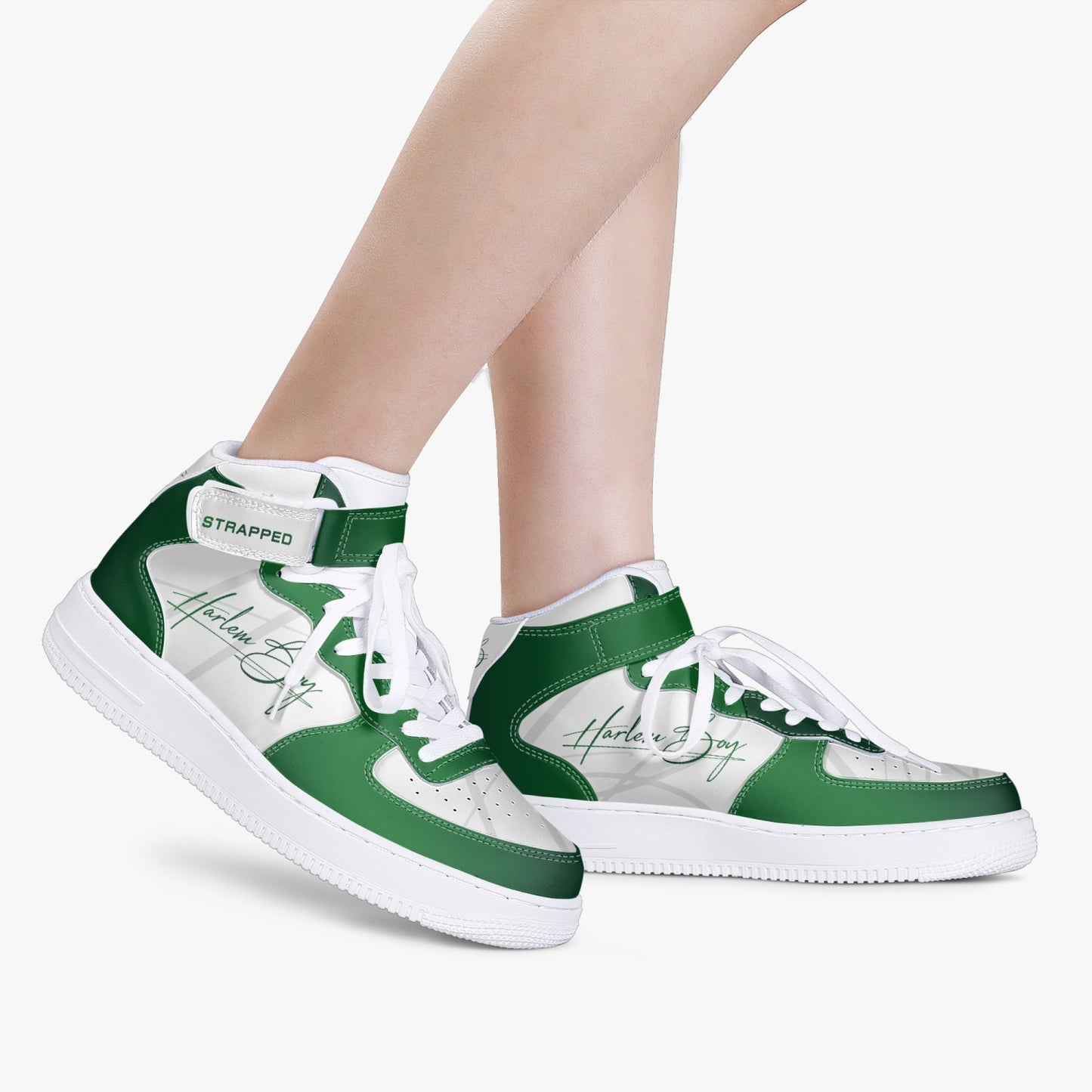 Harlem Boy "Strapped" Leather Hi Top Kicks - Emerald