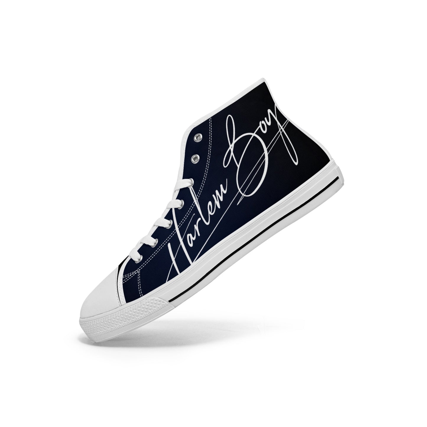 Harlem Boy "Lenox Ave" Unisex Classic High Tops - BluBlac Onyx (Black or White Sole)