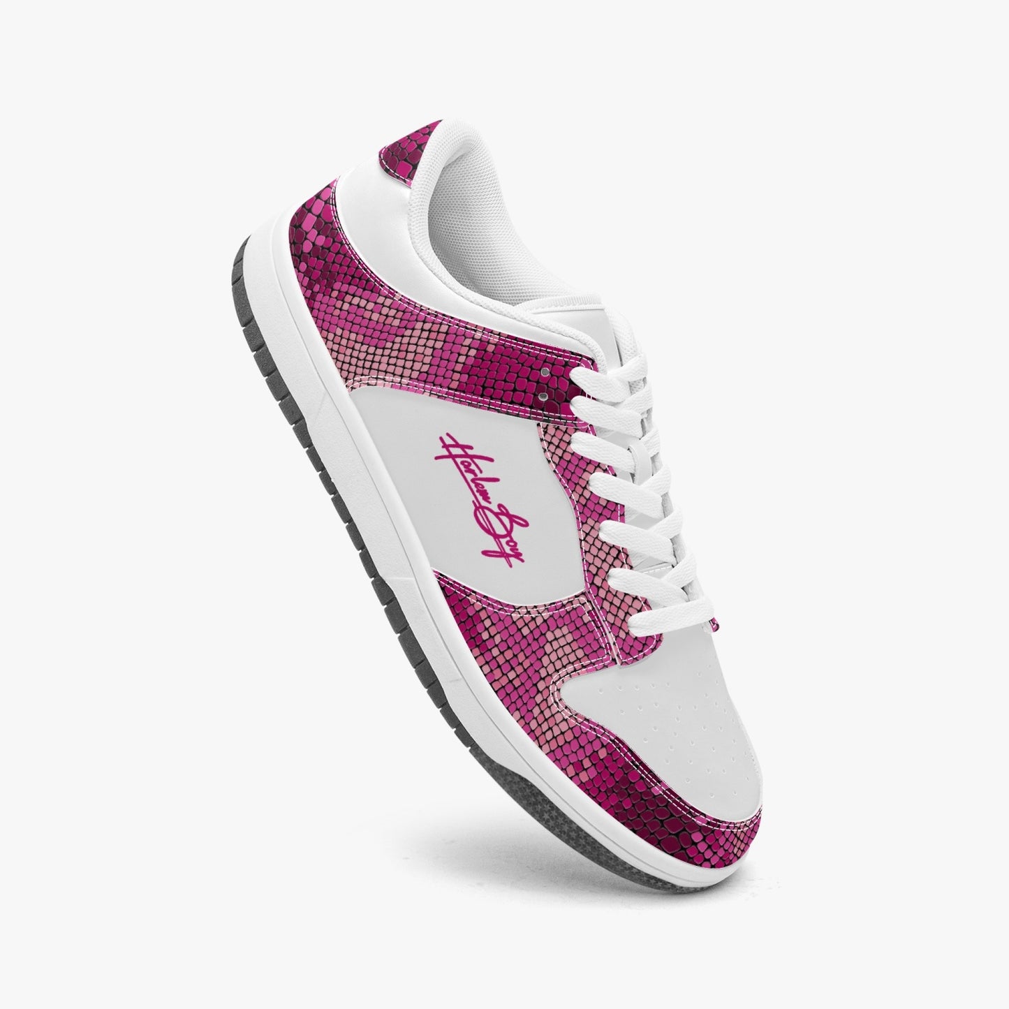 Harlem Boy Collection - Dunks - Low Top Men - Snakeskin Print Pink Fuchsia Red