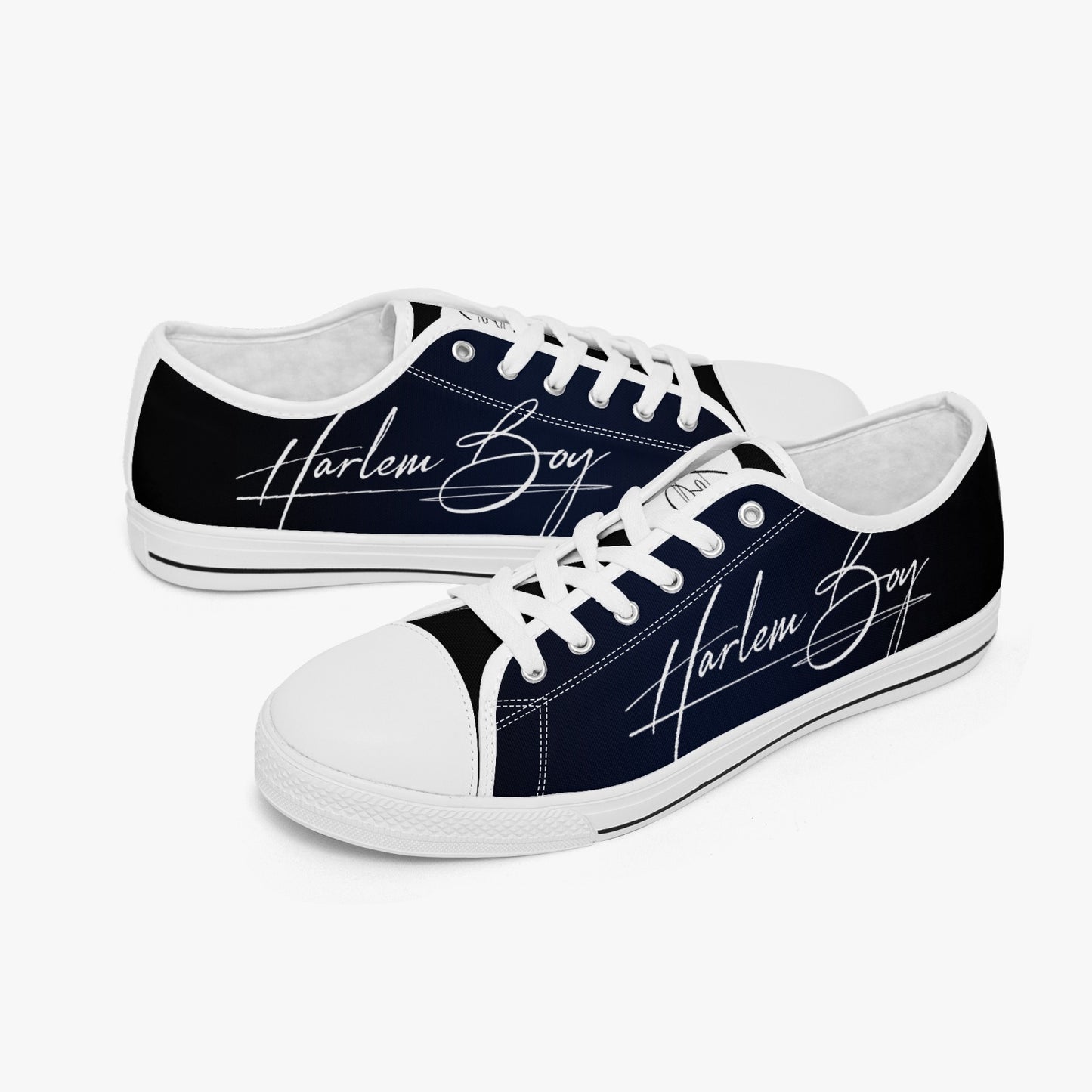 HB Harlem Boy "Lenox Ave" Classic Low Tops - BluBlac Onyx - Men (Black or White Sole)