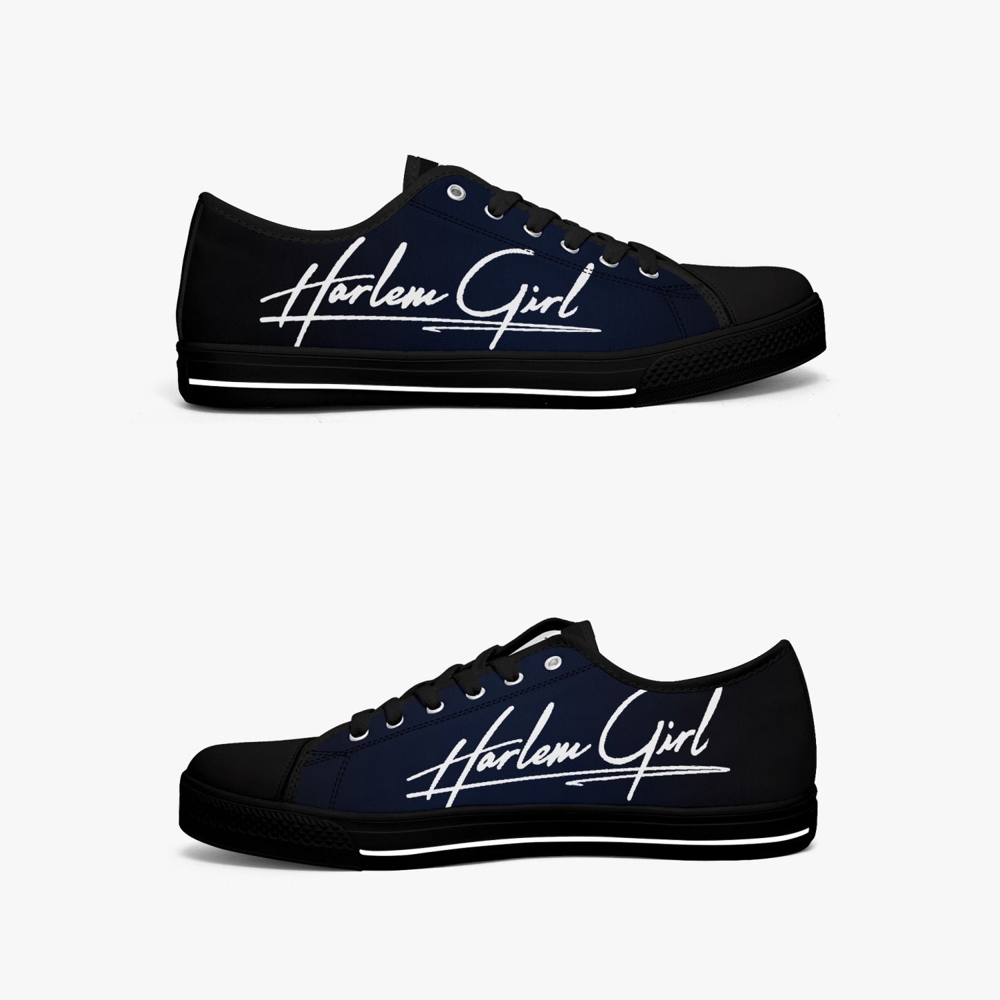 HB Harlem Girl "Lenox Ave" Classic Low Tops - BluBlac Onyx- Women (Black or White Sole)