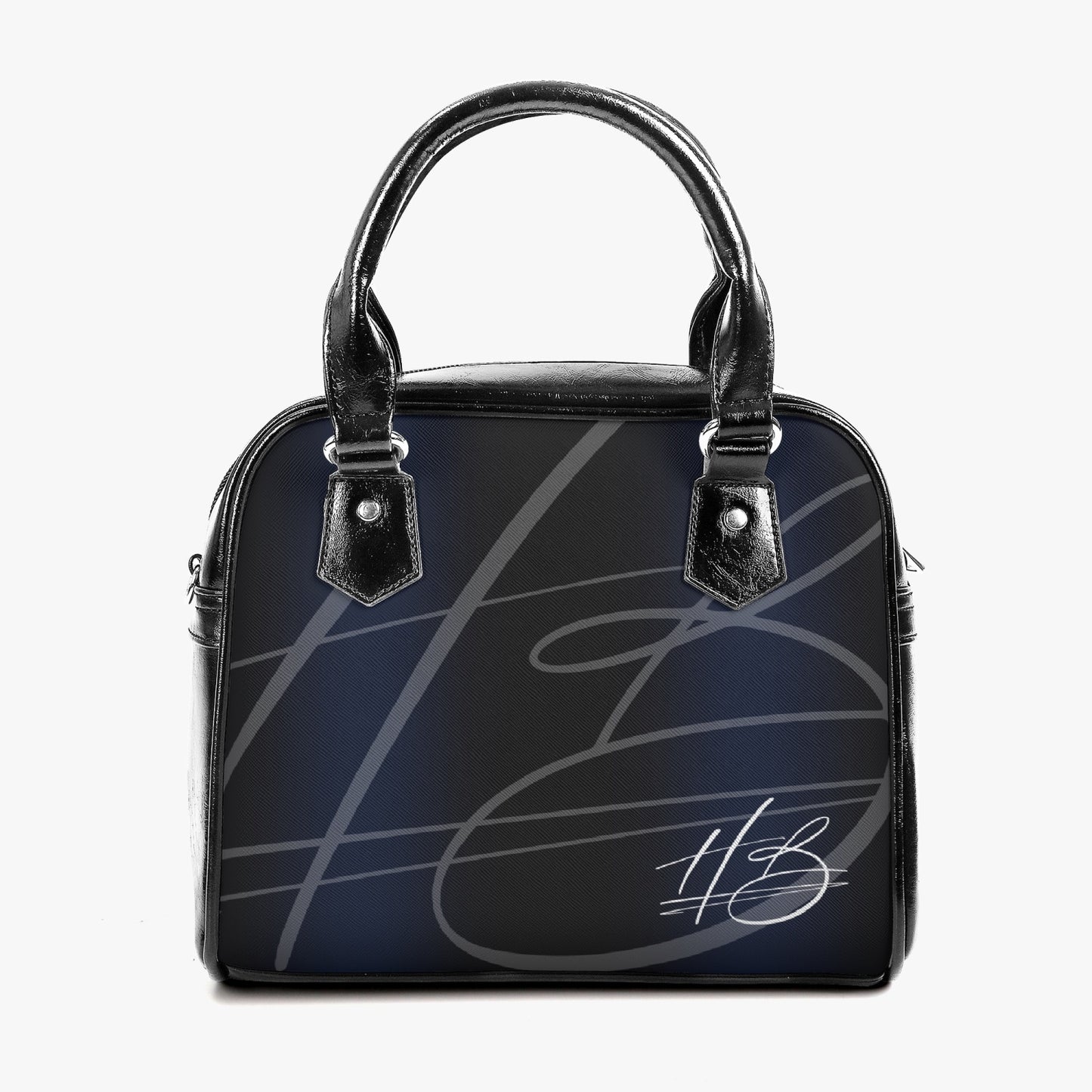 HB Vegan Leather Shoulder Bag - BluBlac Onyx