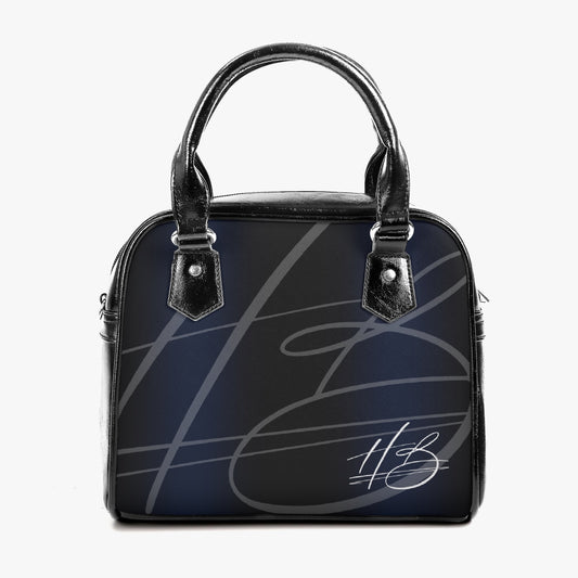 HB Vegan Leather Shoulder Bag - BluBlac Onyx