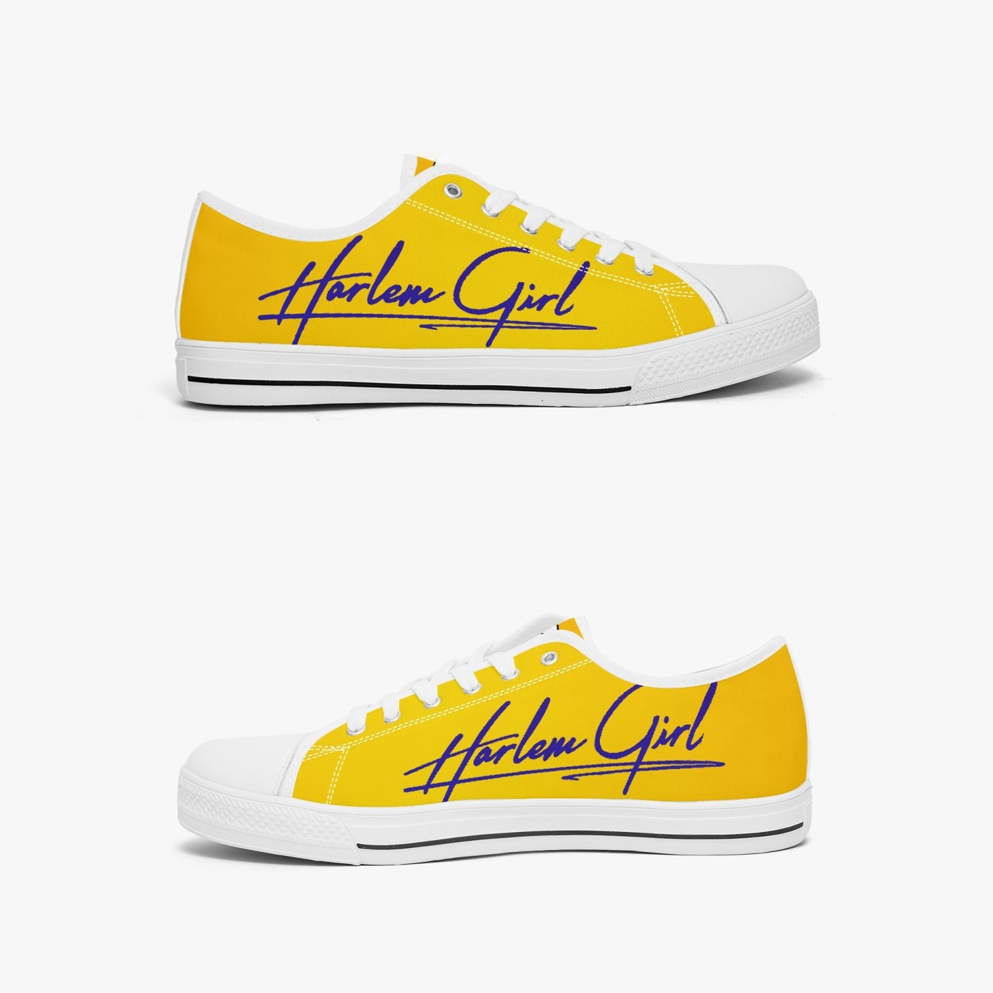 HB Harlem Girl "Lenox Ave" Classic Low Tops - Blue n Gold - Women (Black or White Sole)