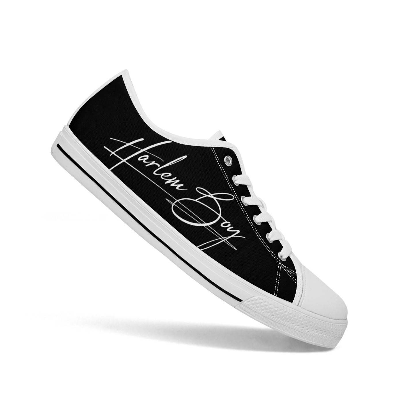 Harlem Boy "Lenox Ave" Unisex Classic Low Tops - Onyx (Black or White Sole)