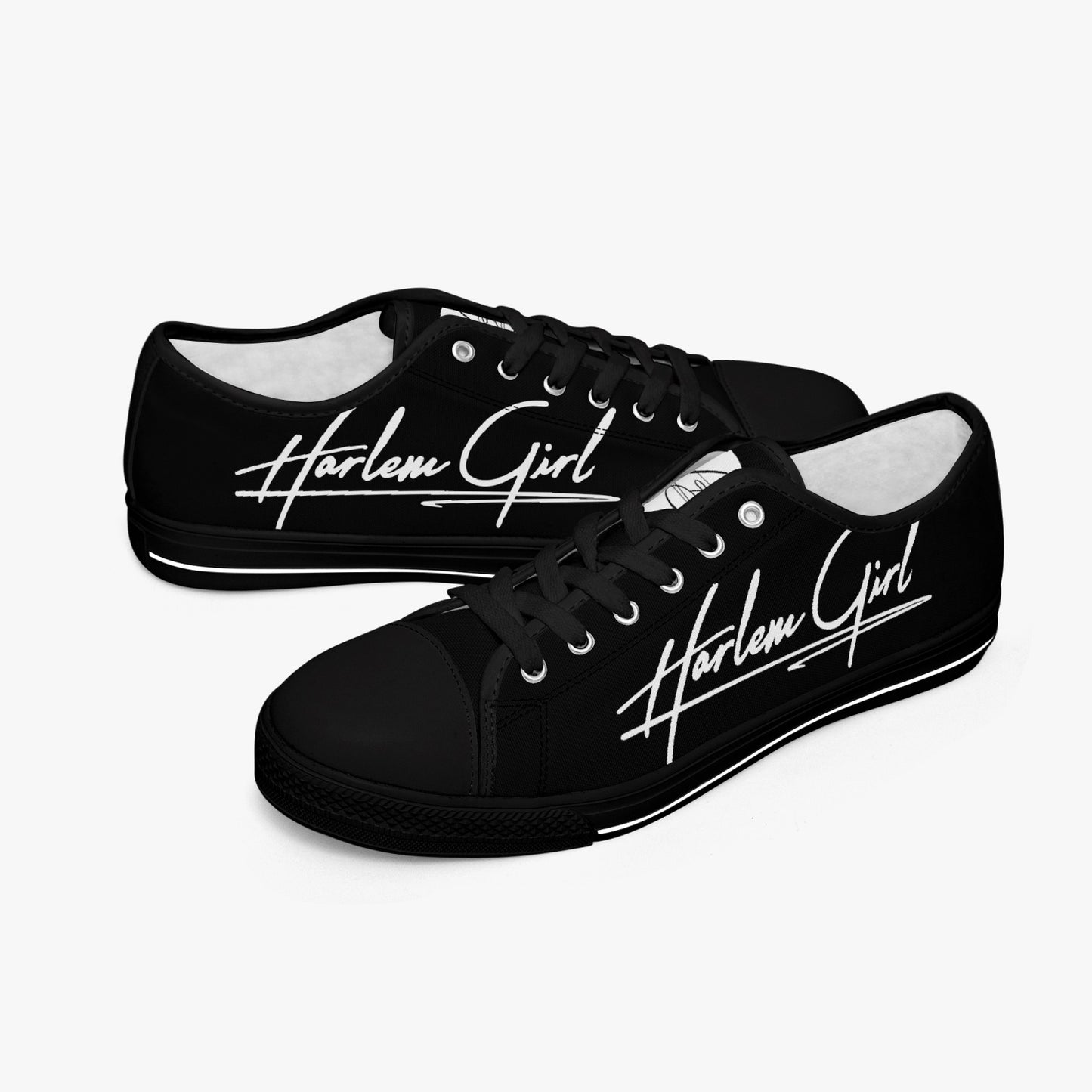 HB Harlem Girl "Lenox Ave" Classic Low Tops - Onyx - Women (Black or White Sole)