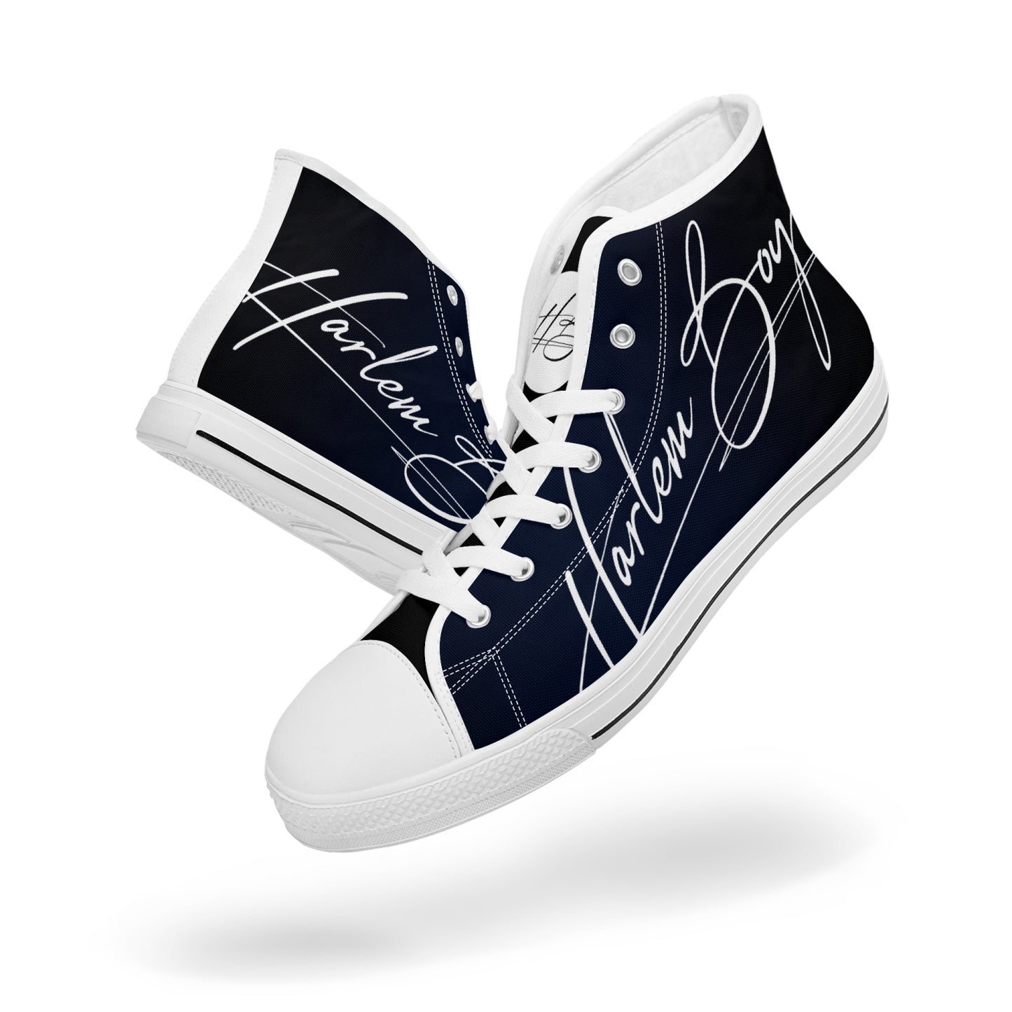 Harlem Boy "Lenox Ave" Unisex Classic High Tops - BluBlac Onyx (Black or White Sole)
