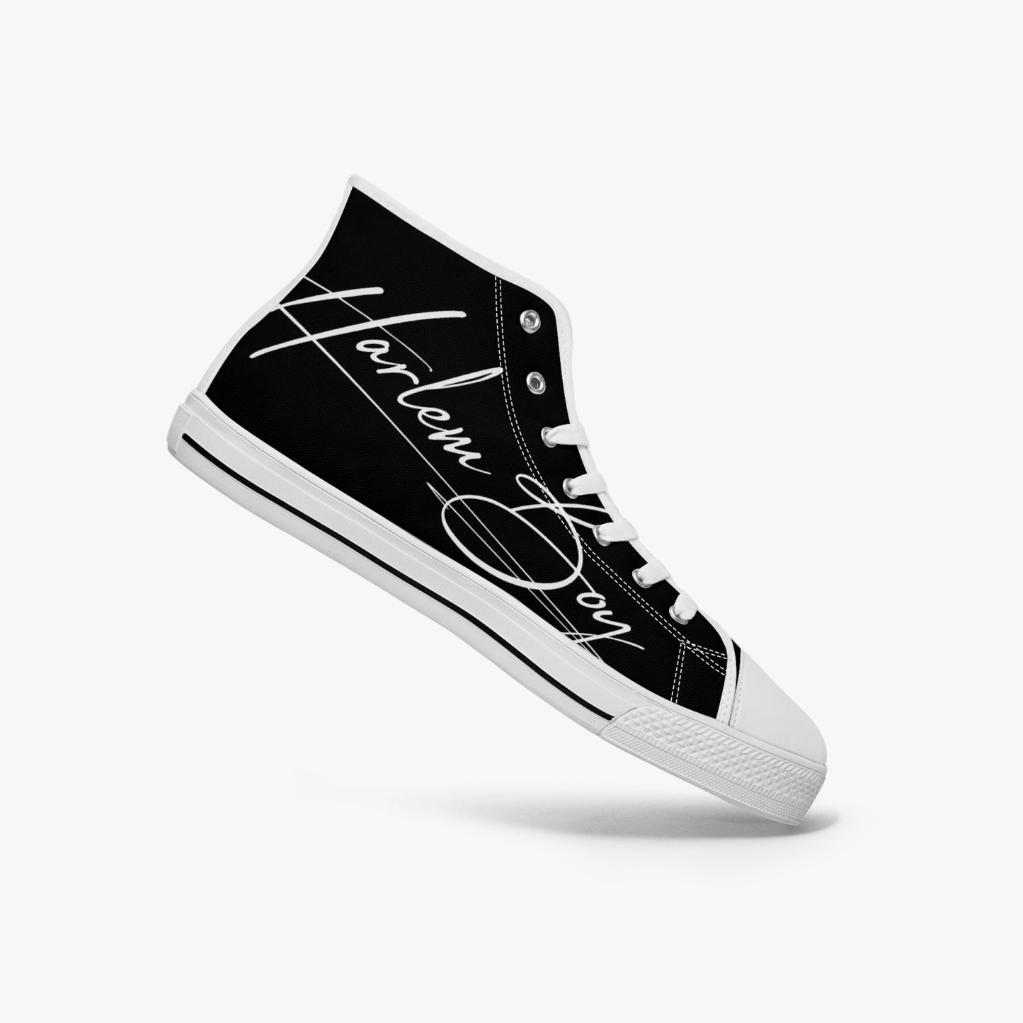 HB Harlem Boy "Lenox Ave" Classic High Top - Onyx - Men (Black or White Soles)