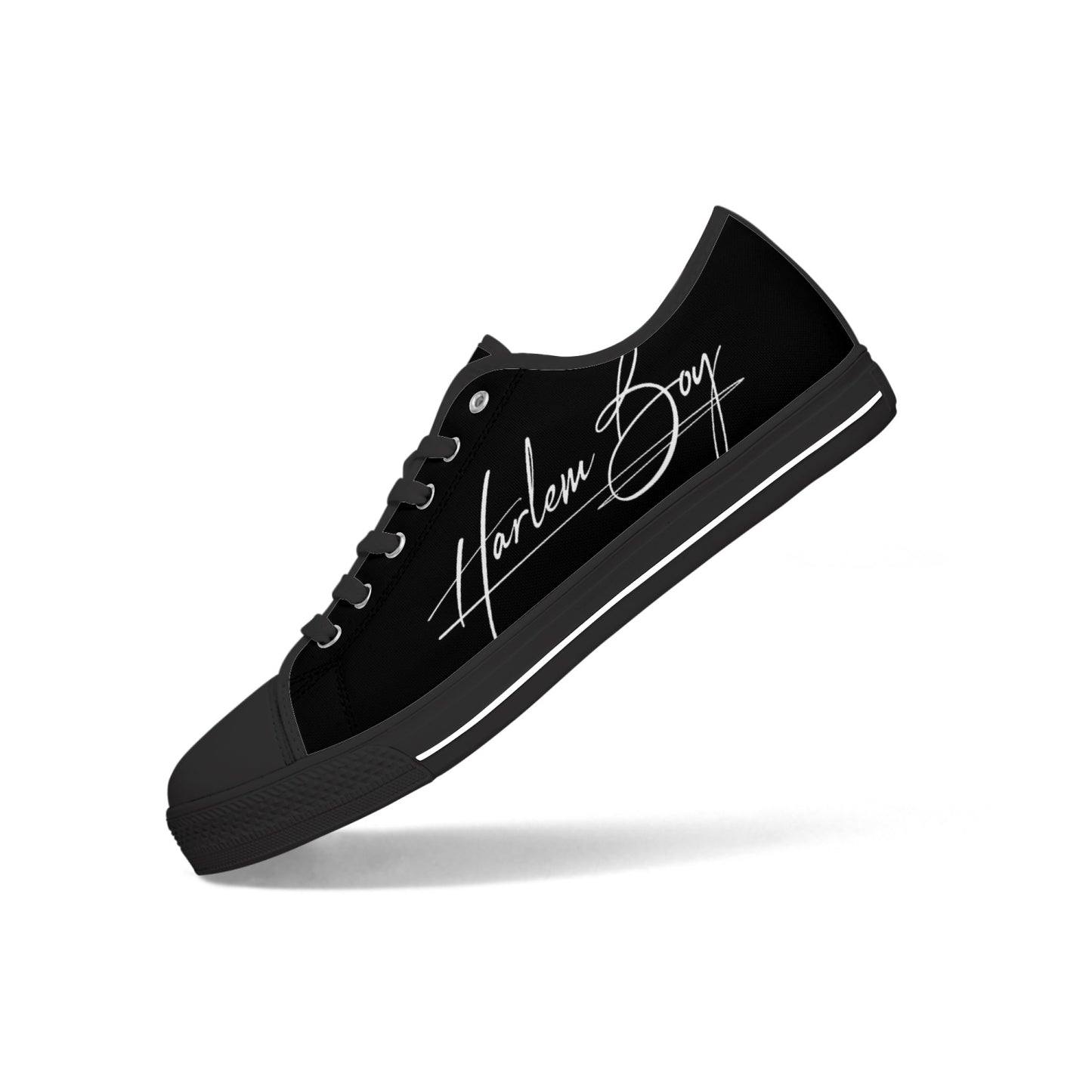 Harlem Boy "Lenox Ave" Unisex Classic Low Tops - Onyx (Black or White Sole)