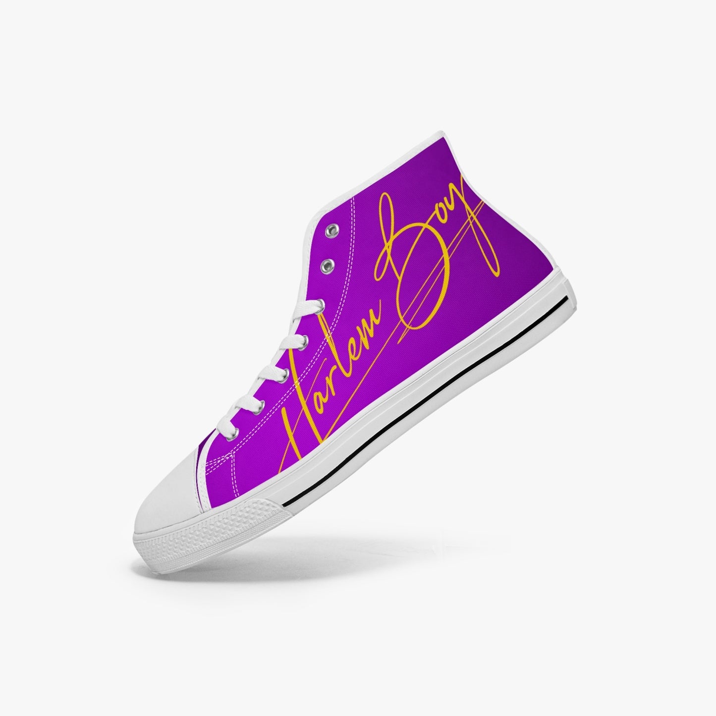 HB Harlem Boy "Lenox Ave" Classic High Top - Purple and Gold - Men (Black or White Soles)
