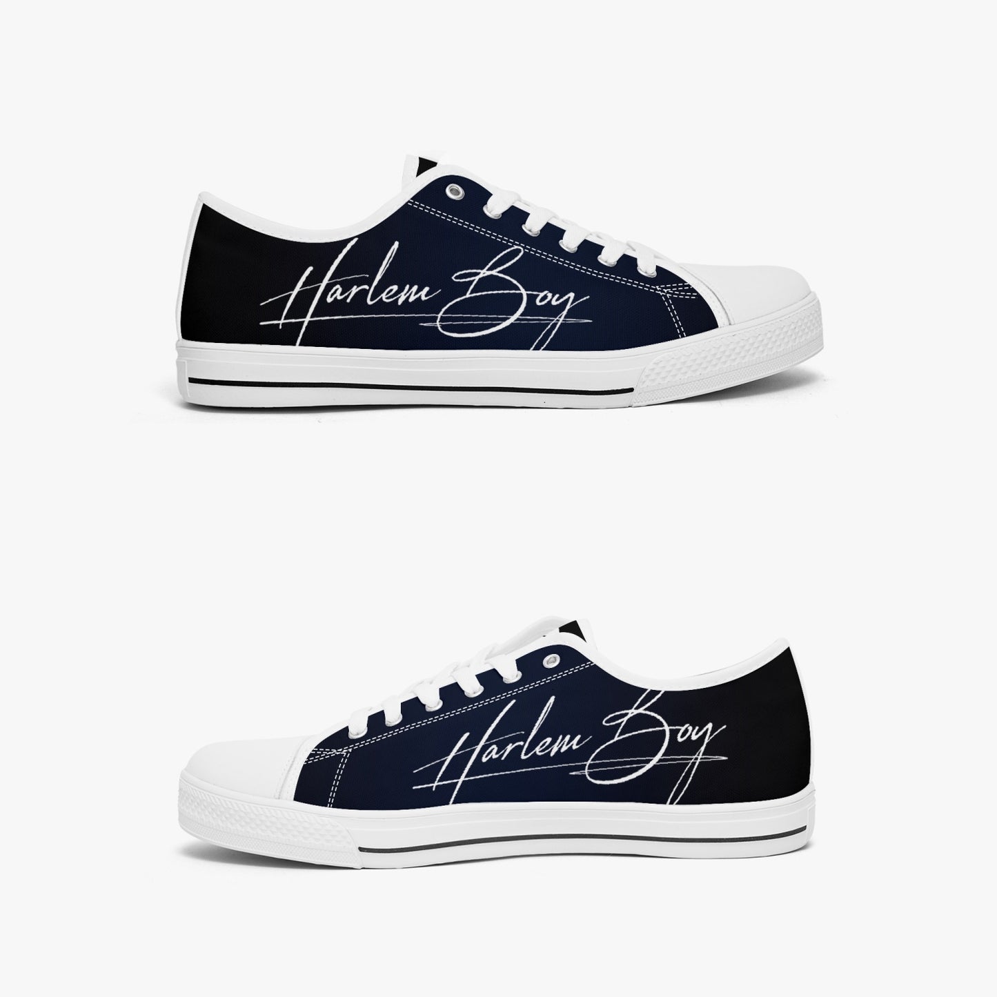 HB Harlem Boy "Lenox Ave" Classic Low Tops - BluBlac Onyx - Men (Black or White Sole)