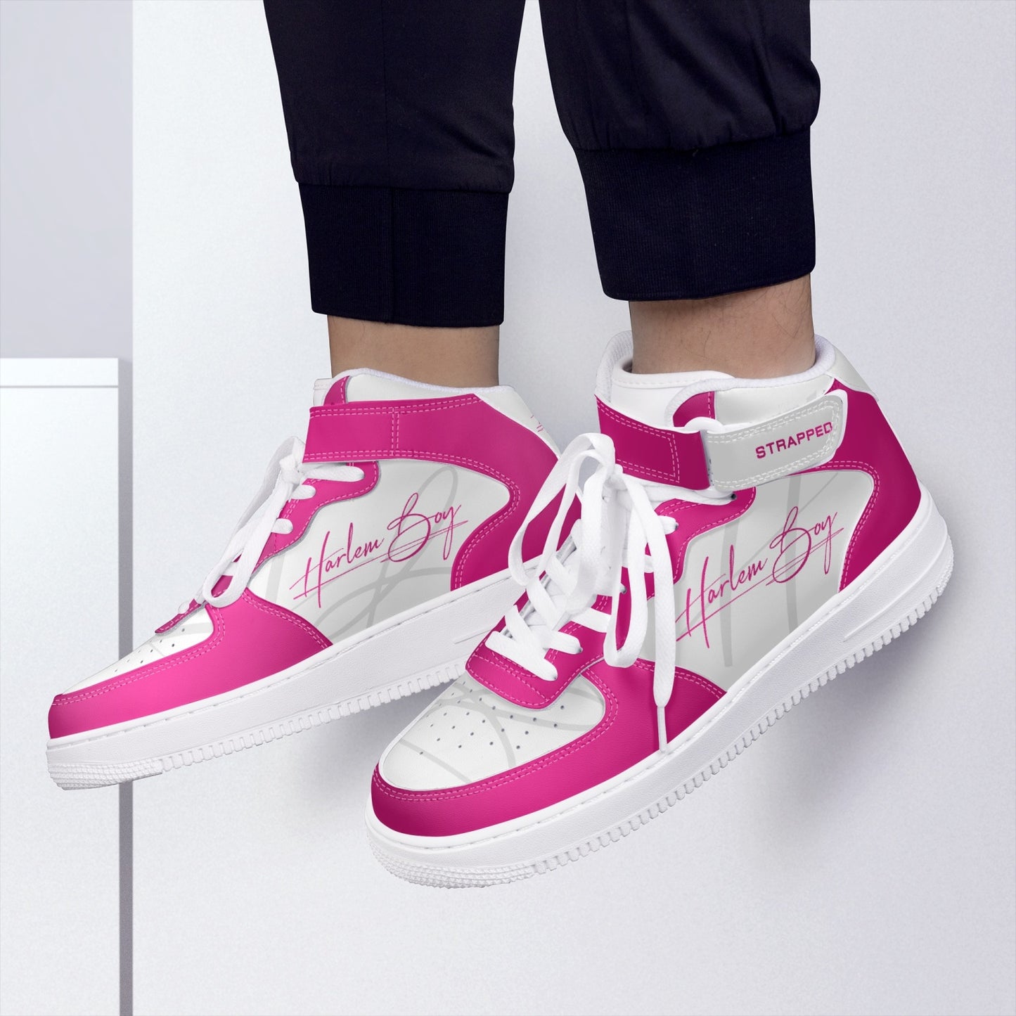 Harlem Boy "Strapped" Leather Hi Top Kicks - Fuchsia
