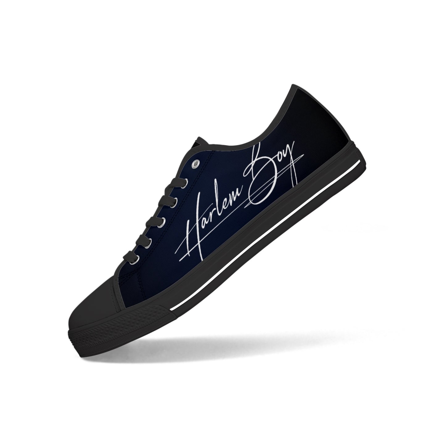 Harlem Boy "Lenox Ave" Unisex Classic Low Tops - BluBlac Onyx (Black or White Sole)