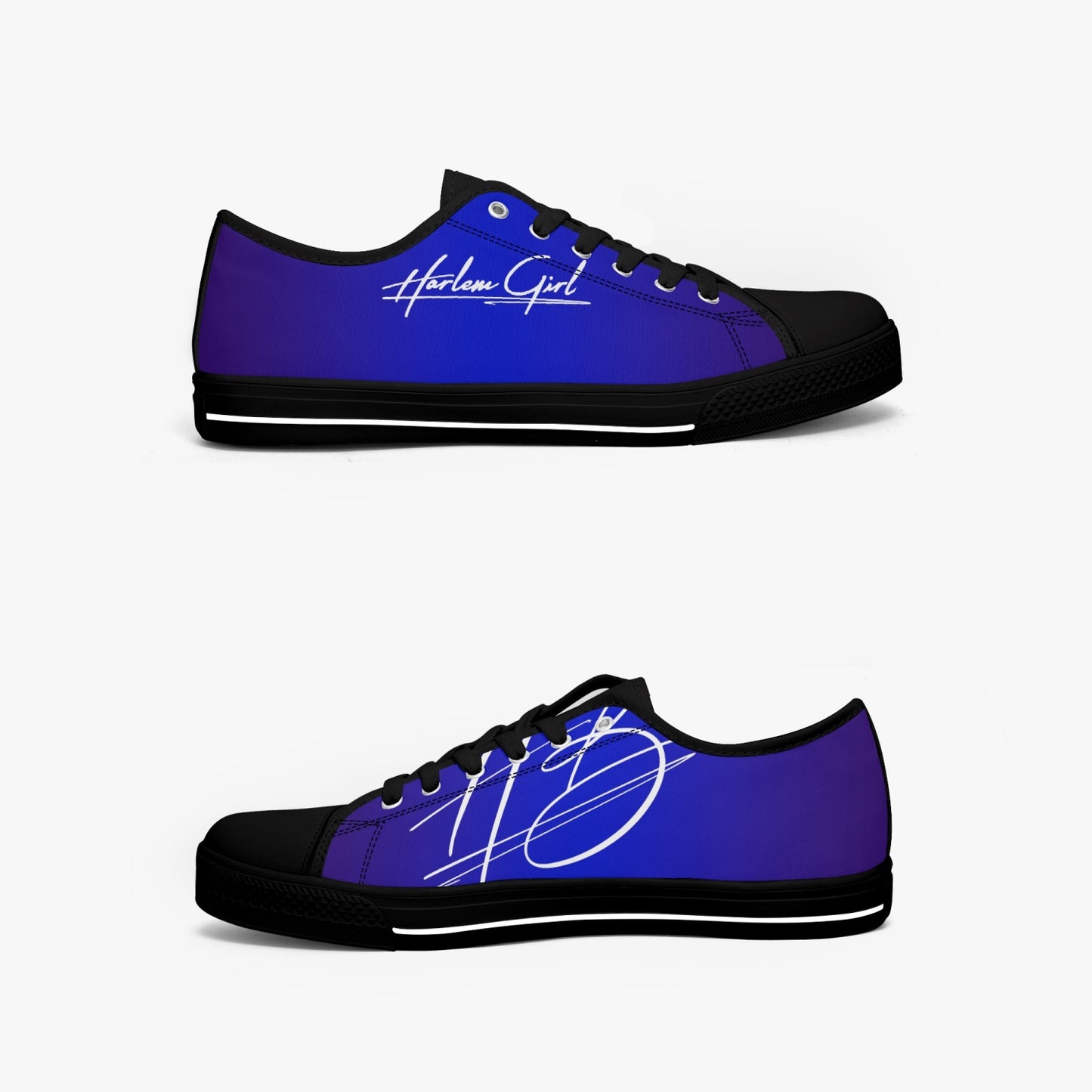 Harlem Girl "Coolee High" Womens Low-Top Canvas Sneaks - Sapphire
