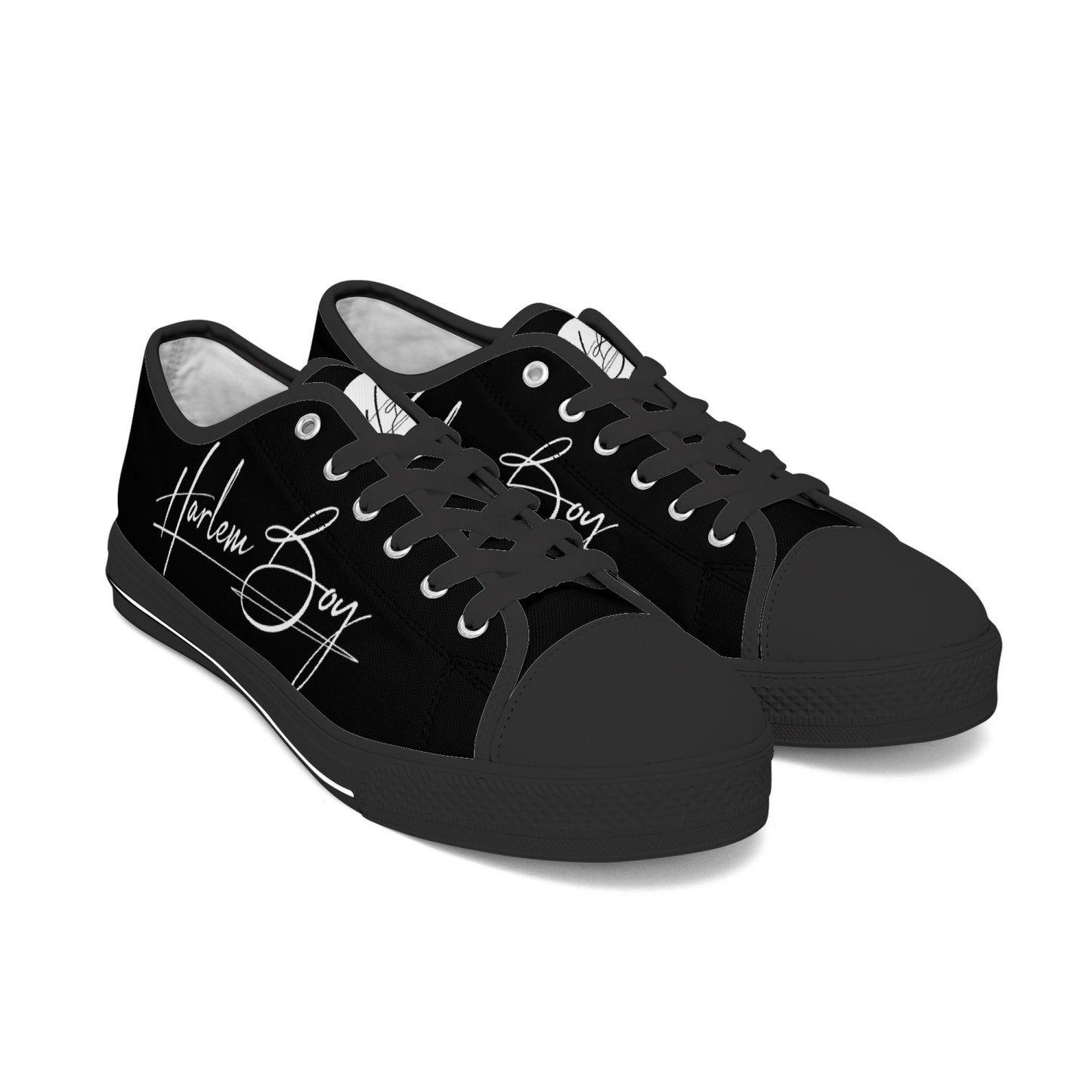 Harlem Boy "Lenox Ave" Unisex Classic Low Tops - Onyx (Black or White Sole)