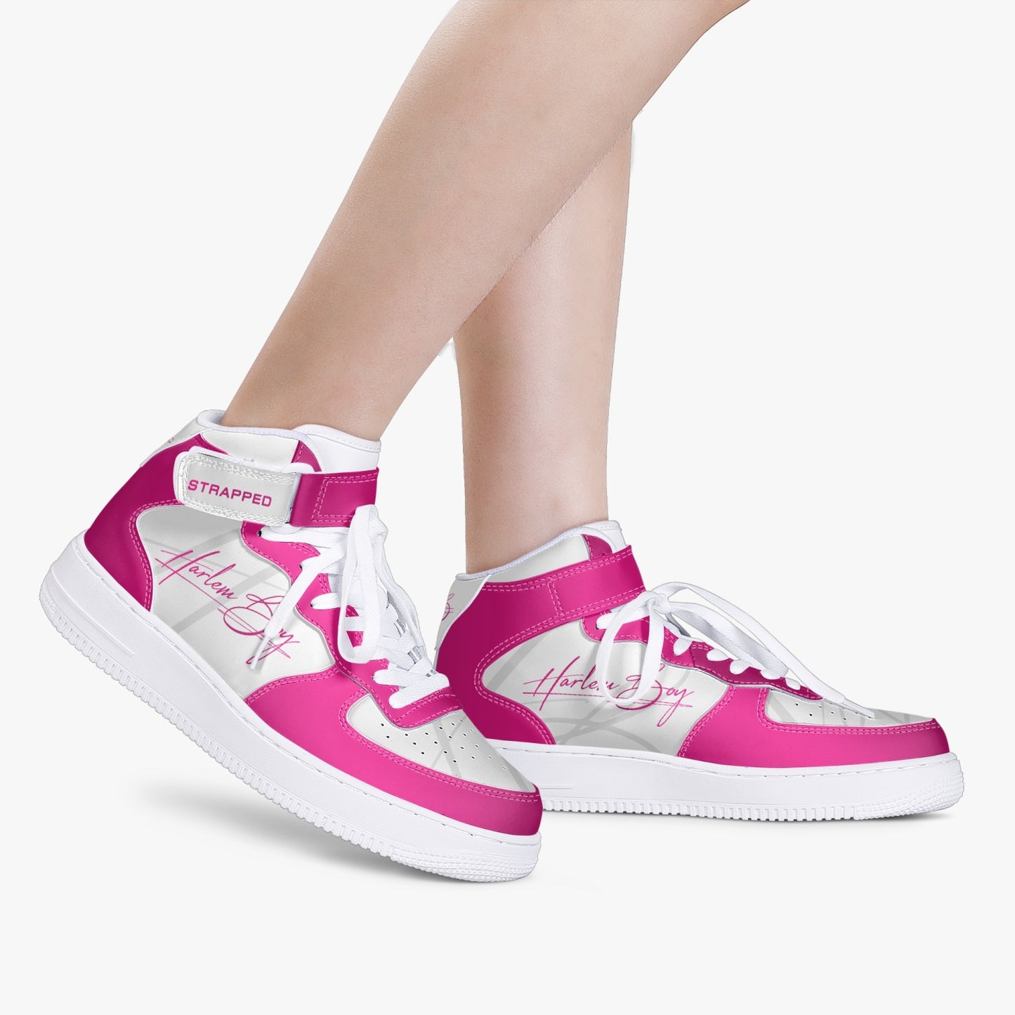 Harlem Boy "Strapped" Leather Hi Top Kicks - Fuchsia