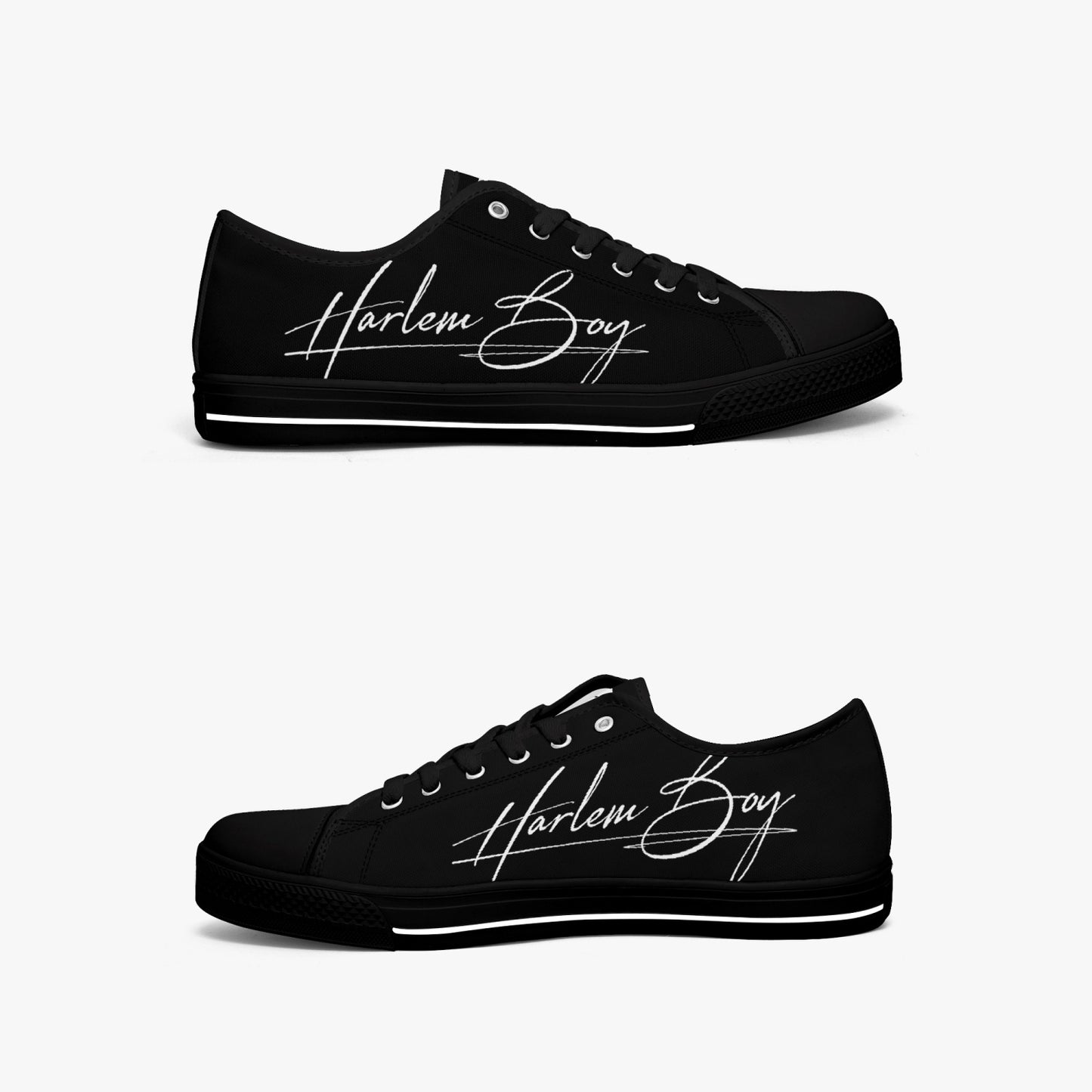 HB Harlem Boy "Lenox Ave" Classic Low Tops - Onyx - Men (Black or White Sole)