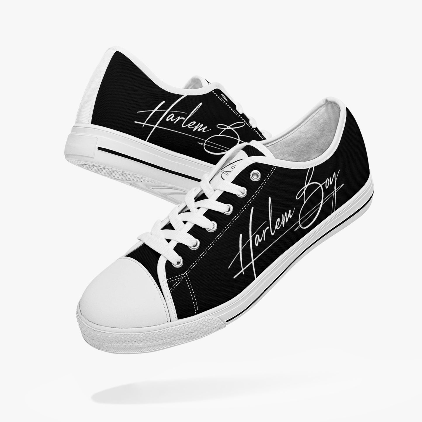 HB Harlem Boy "Lenox Ave" Classic Low Tops - Onyx - Men (Black or White Sole)