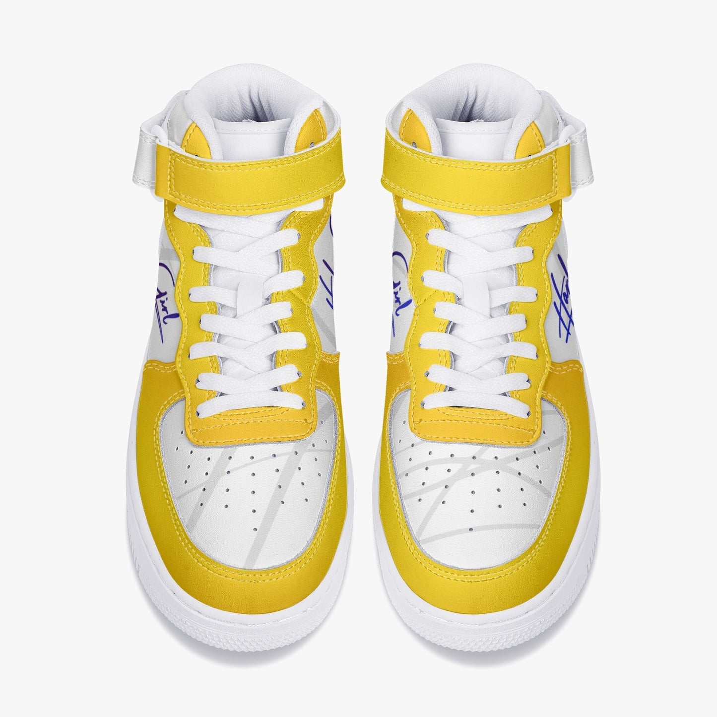 HB Harlem Girl "Strapped" Women's Leather Hi Top Kicks - Blue n Gold