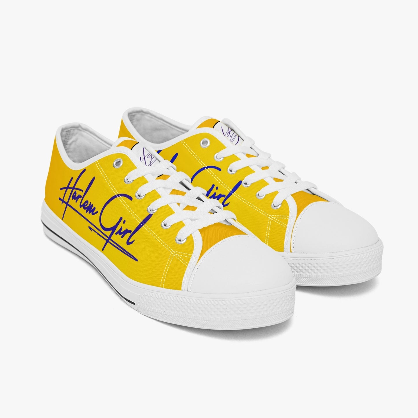 HB Harlem Girl "Lenox Ave" Classic Low Tops - Blue n Gold - Women (Black or White Sole)