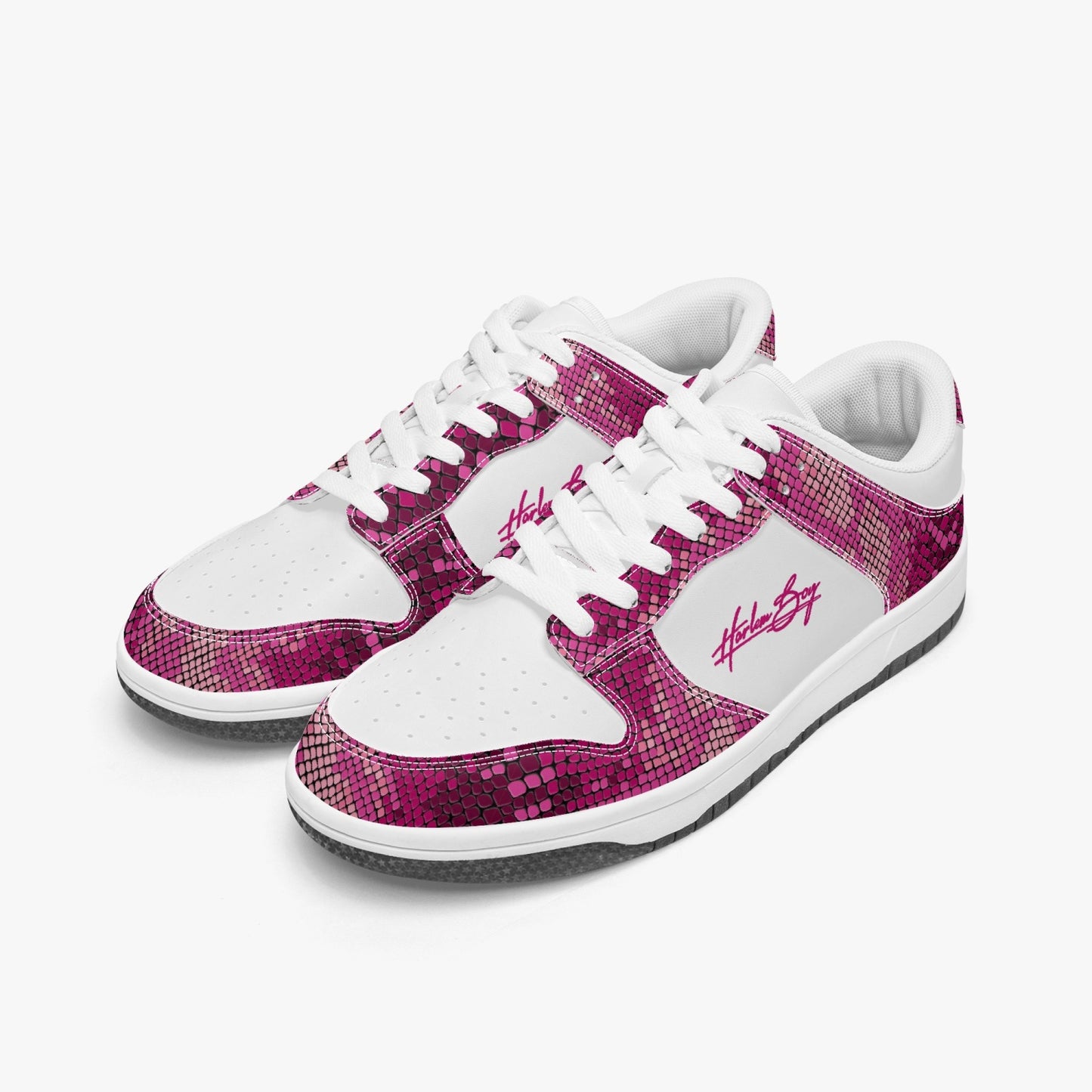 Harlem Boy Collection - Dunks - Low Top Men - Snakeskin Print Pink Fuchsia Red