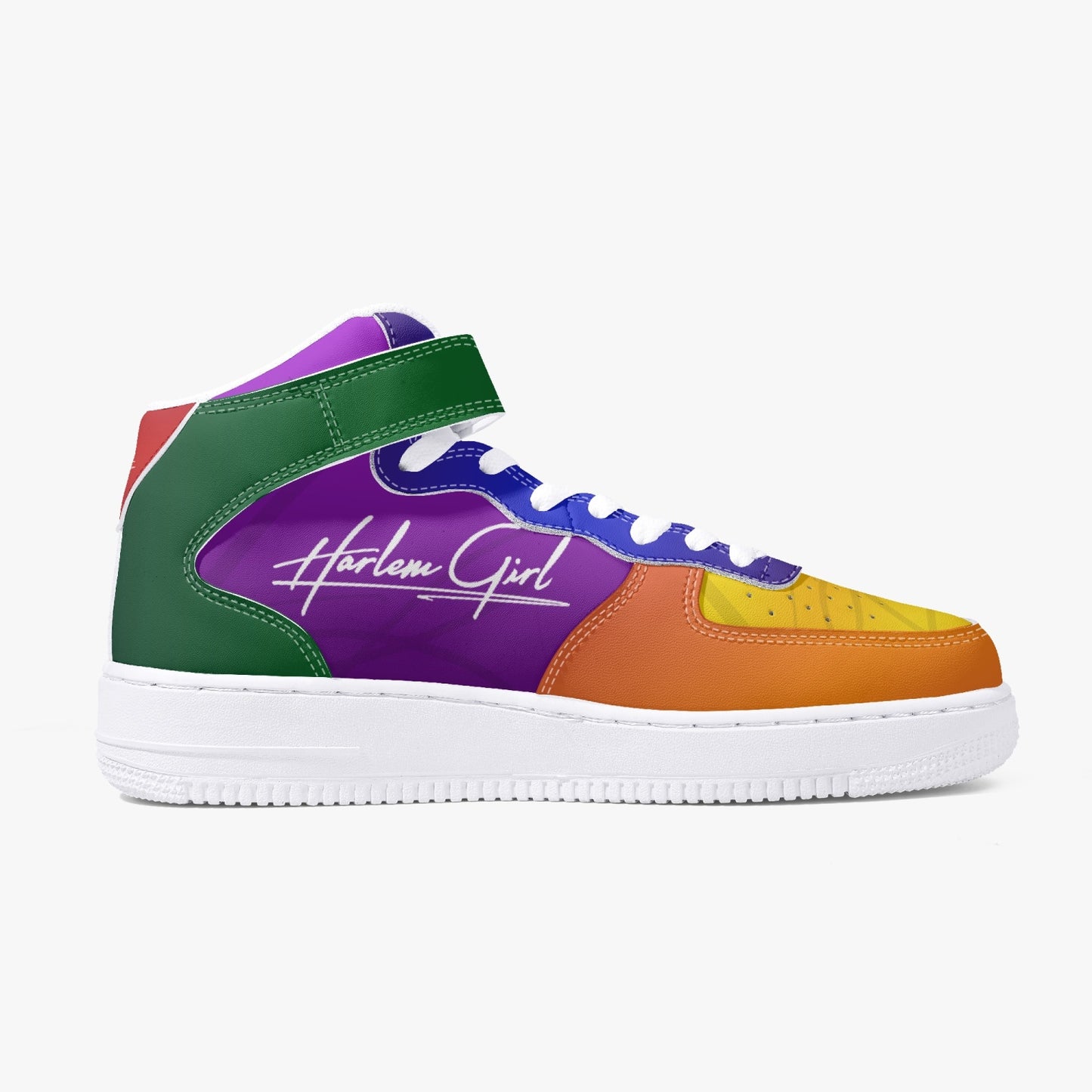 HB Harlem Girl "Strapped" Women's Leather Hi Top Kicks - Color Bloc Edition