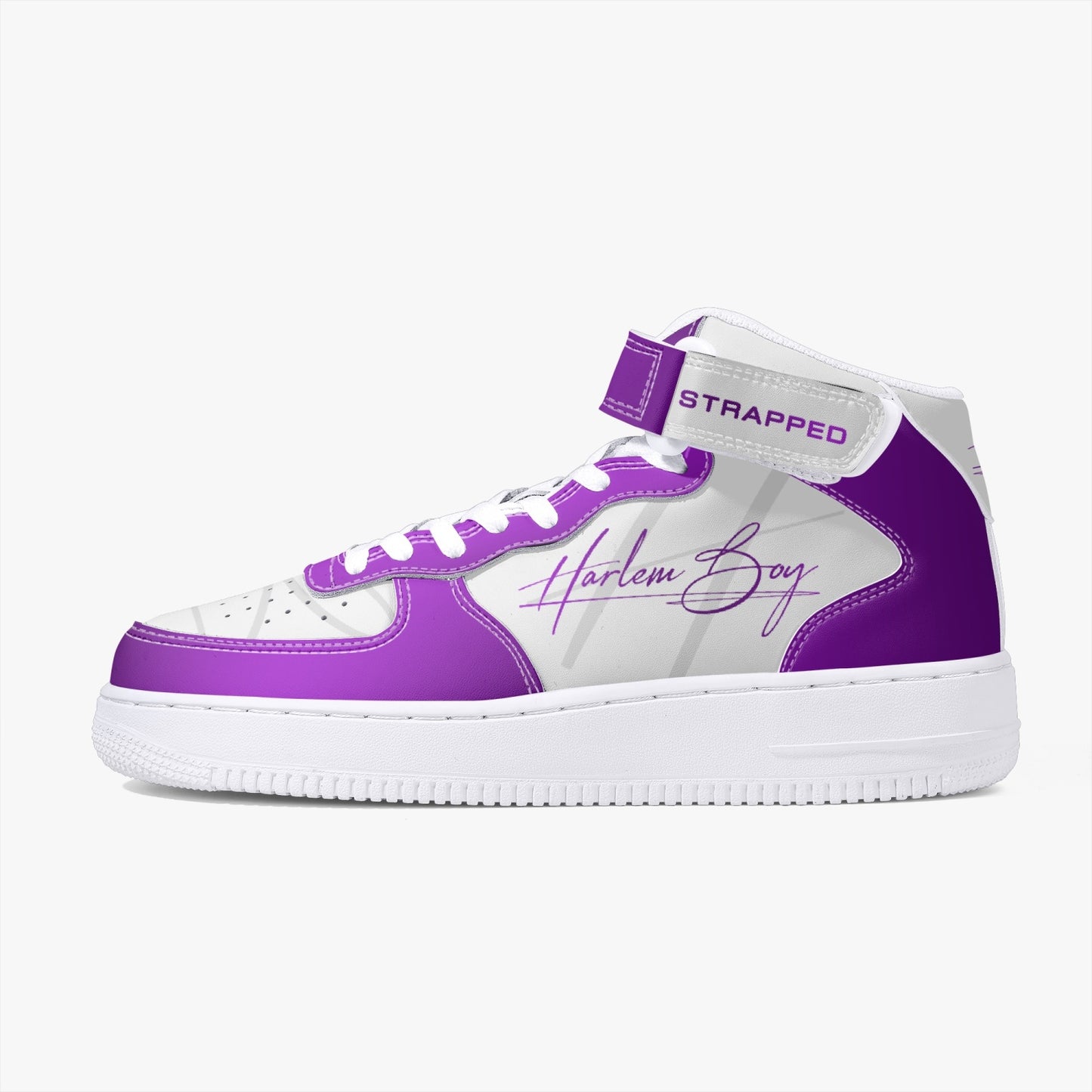 Harlem Boy "Strapped" Leather Hi Top Kicks - Royal Amethyst