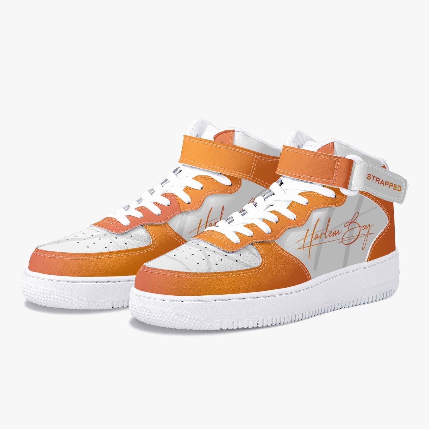 Harlem Boy "Strapped" Leather Hi Top Kicks - Mandarin