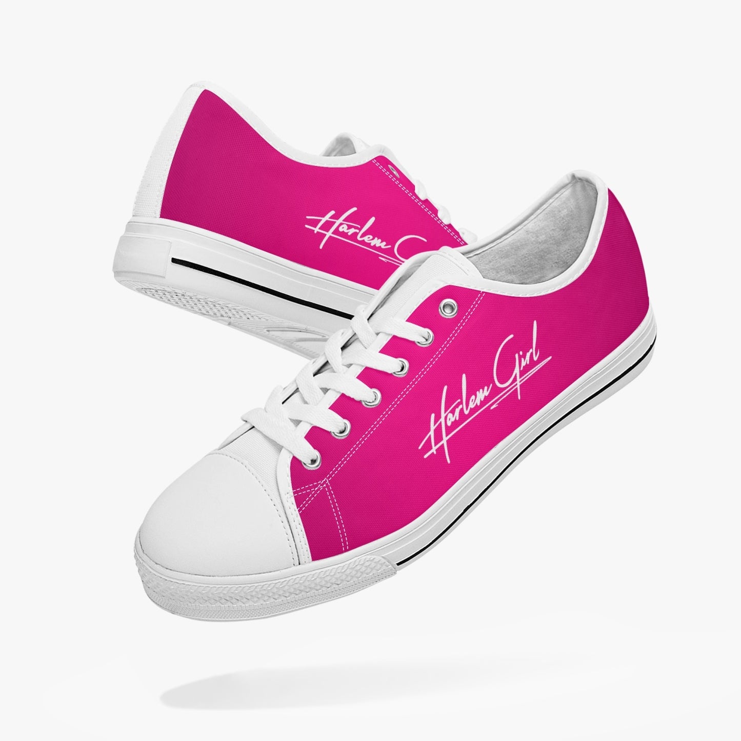 Harlem Girl "Coolee High" Womens Low-Top Canvas Sneaks - Fuchsia