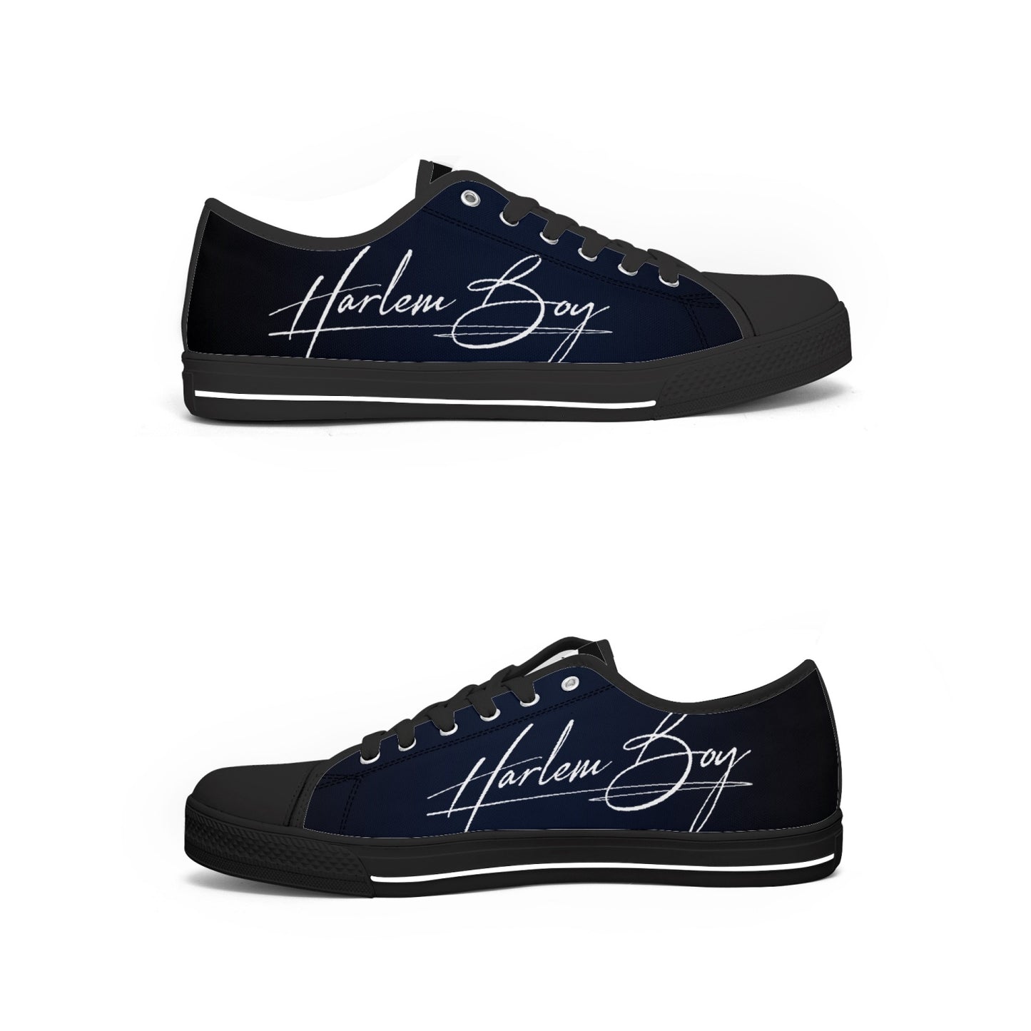 Harlem Boy "Lenox Ave" Unisex Classic Low Tops - BluBlac Onyx (Black or White Sole)