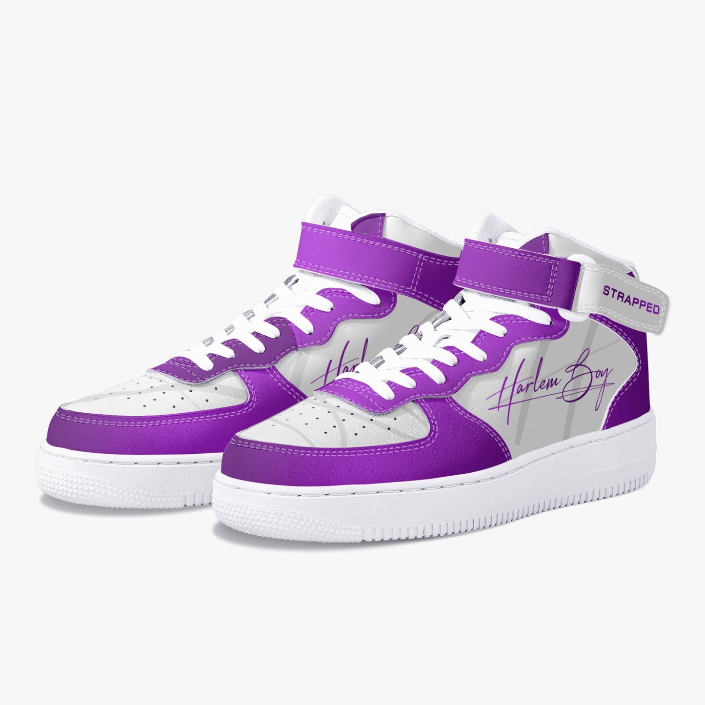 Harlem Boy "Strapped" Leather Hi Top Kicks - Royal Amethyst