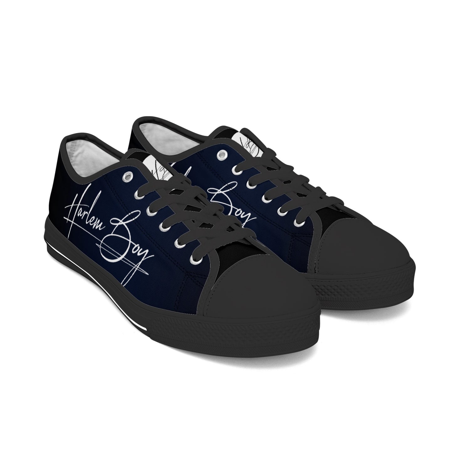 Harlem Boy "Lenox Ave" Unisex Classic Low Tops - BluBlac Onyx (Black or White Sole)