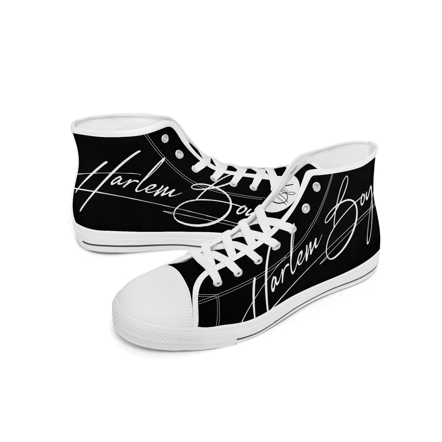 Harlem Boy "Lenox Ave" Unisex Classic High Tops - Onyx (Black or White Sole)