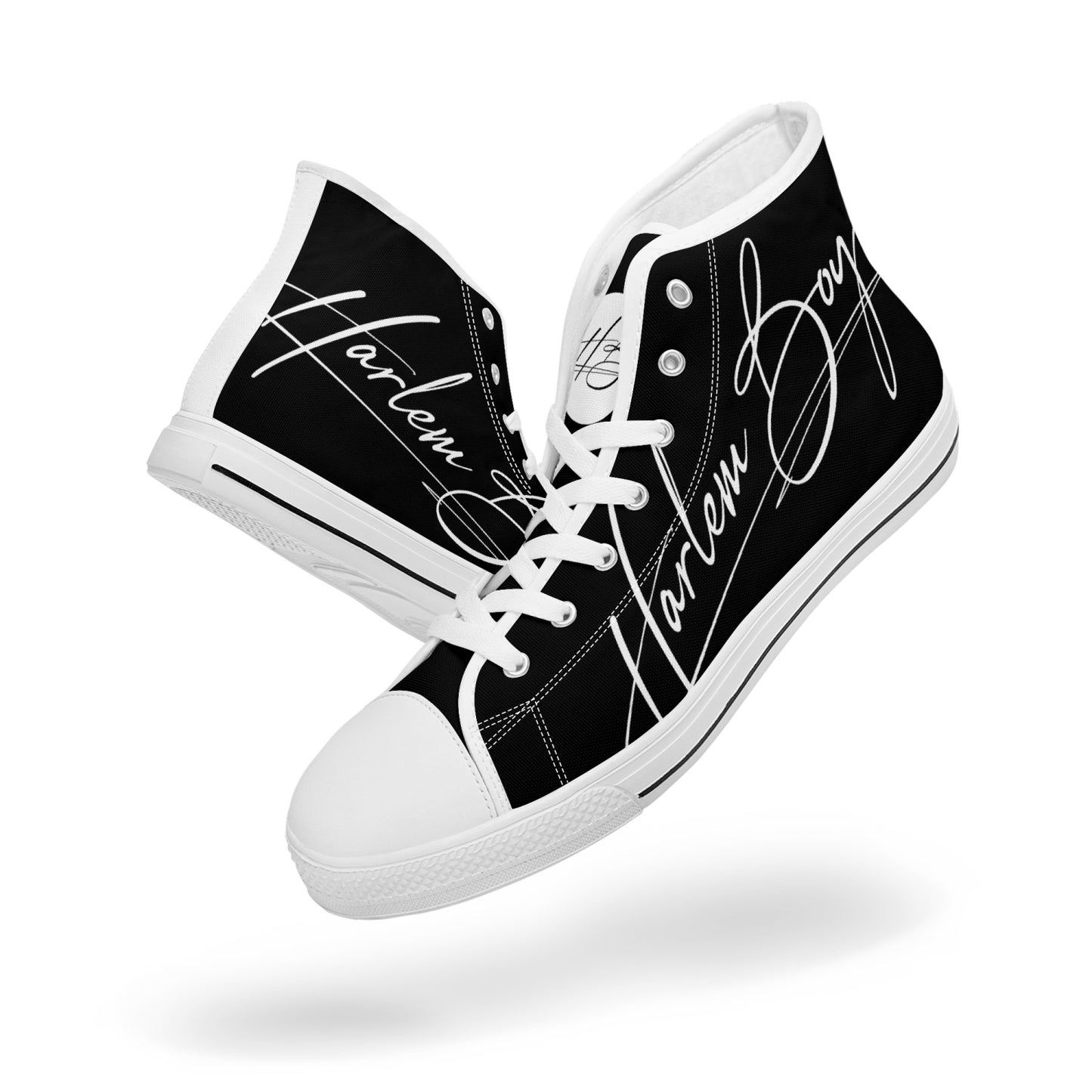 Harlem Boy "Lenox Ave" Unisex Classic High Tops - Onyx (Black or White Sole)