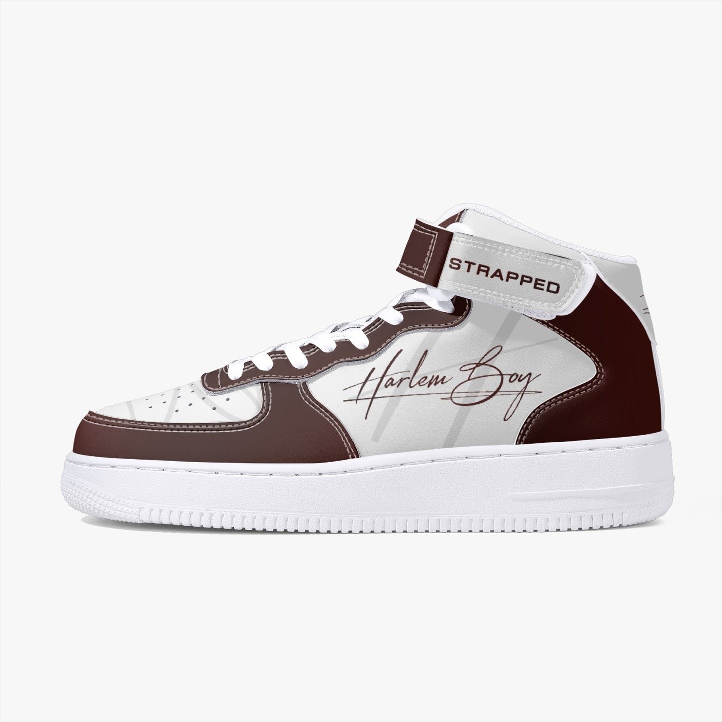 Harlem Boy "Strapped" Leather Hi Top Kicks - Burnished Mahogany