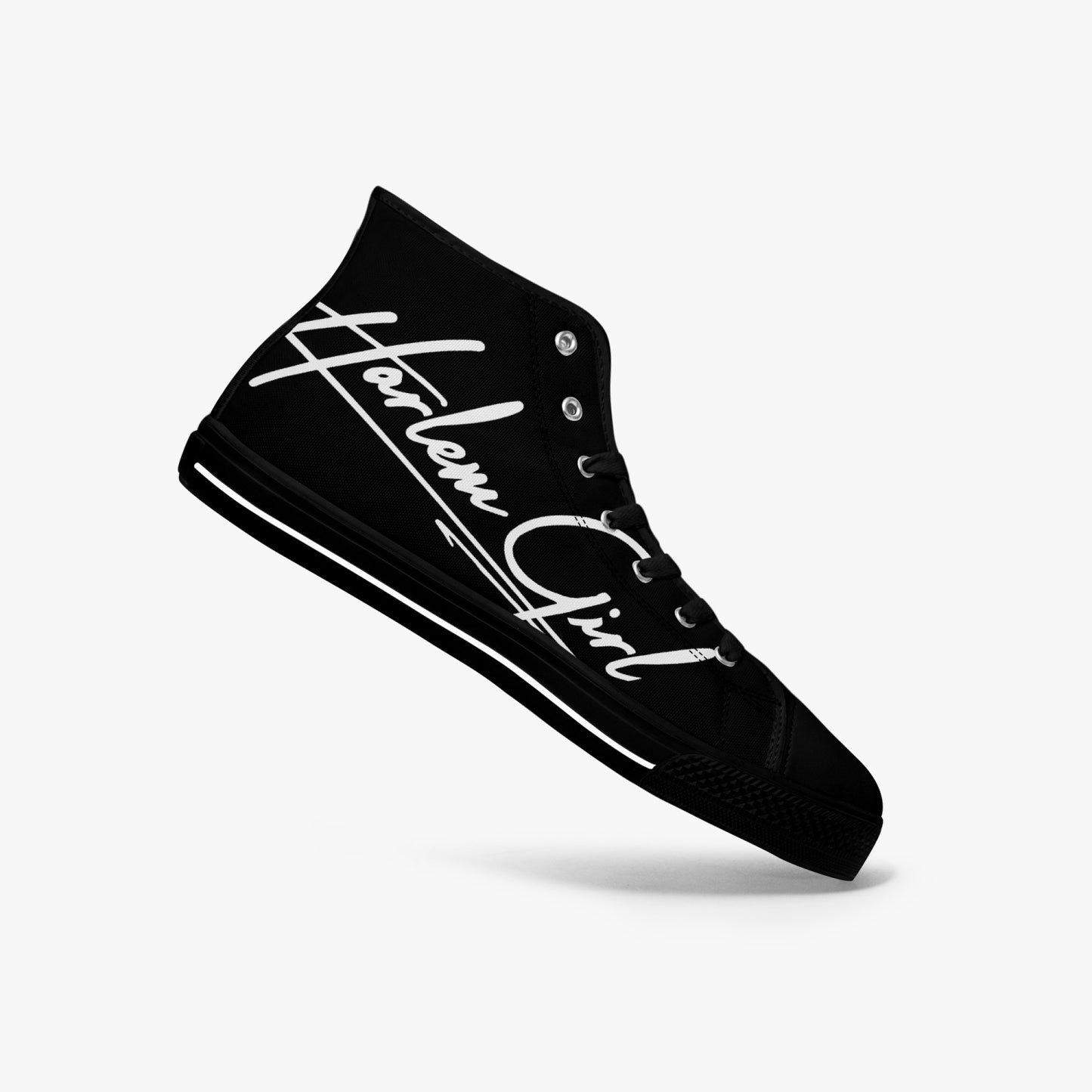 HB Harlem Girl "Lenox Ave" Classic High Top - Onyx - Women (Black or White Soles)