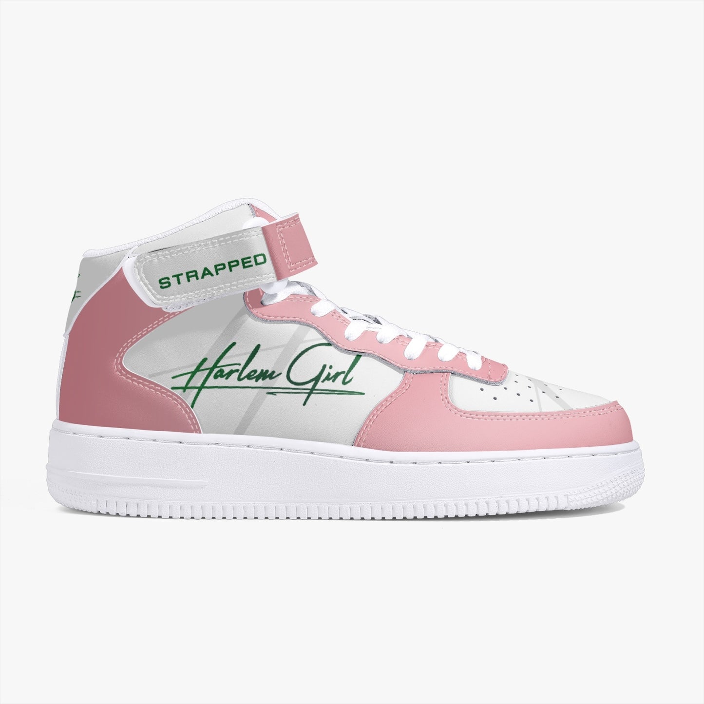 HB Harlem Girl "Strapped" Women's Leather Hi Top Kicks - Pink n Green