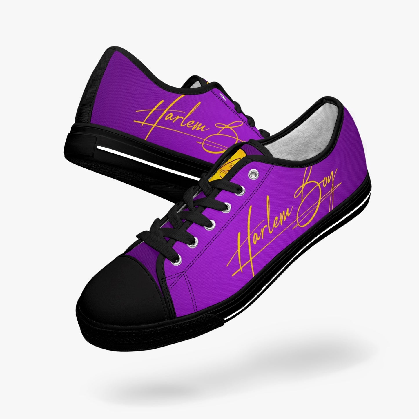HB Harlem Boy "Lenox Ave" Classic Low Tops - Purple and Gold - Men (Black or White Sole)